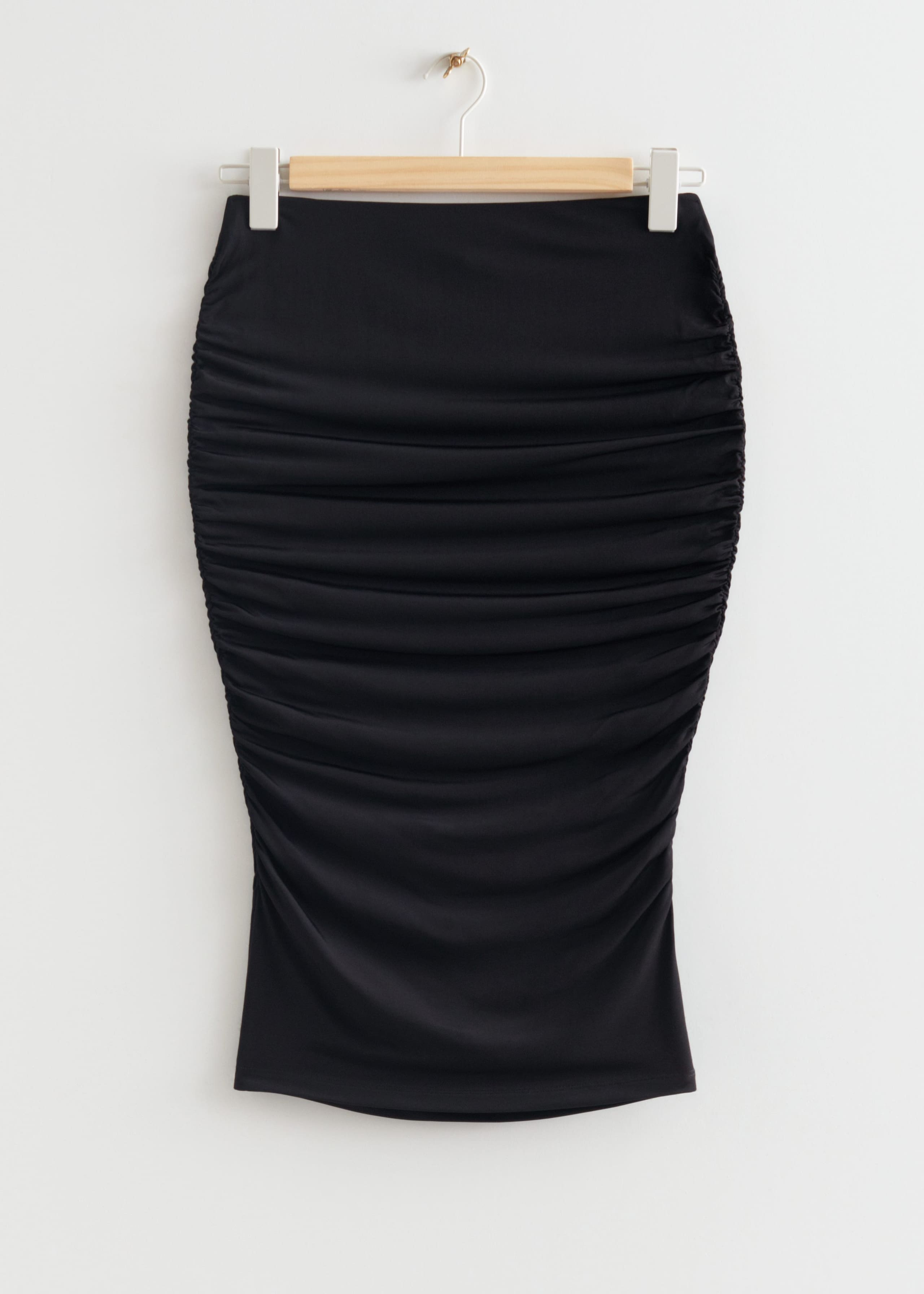 Ruched Pencil Midi Skirt