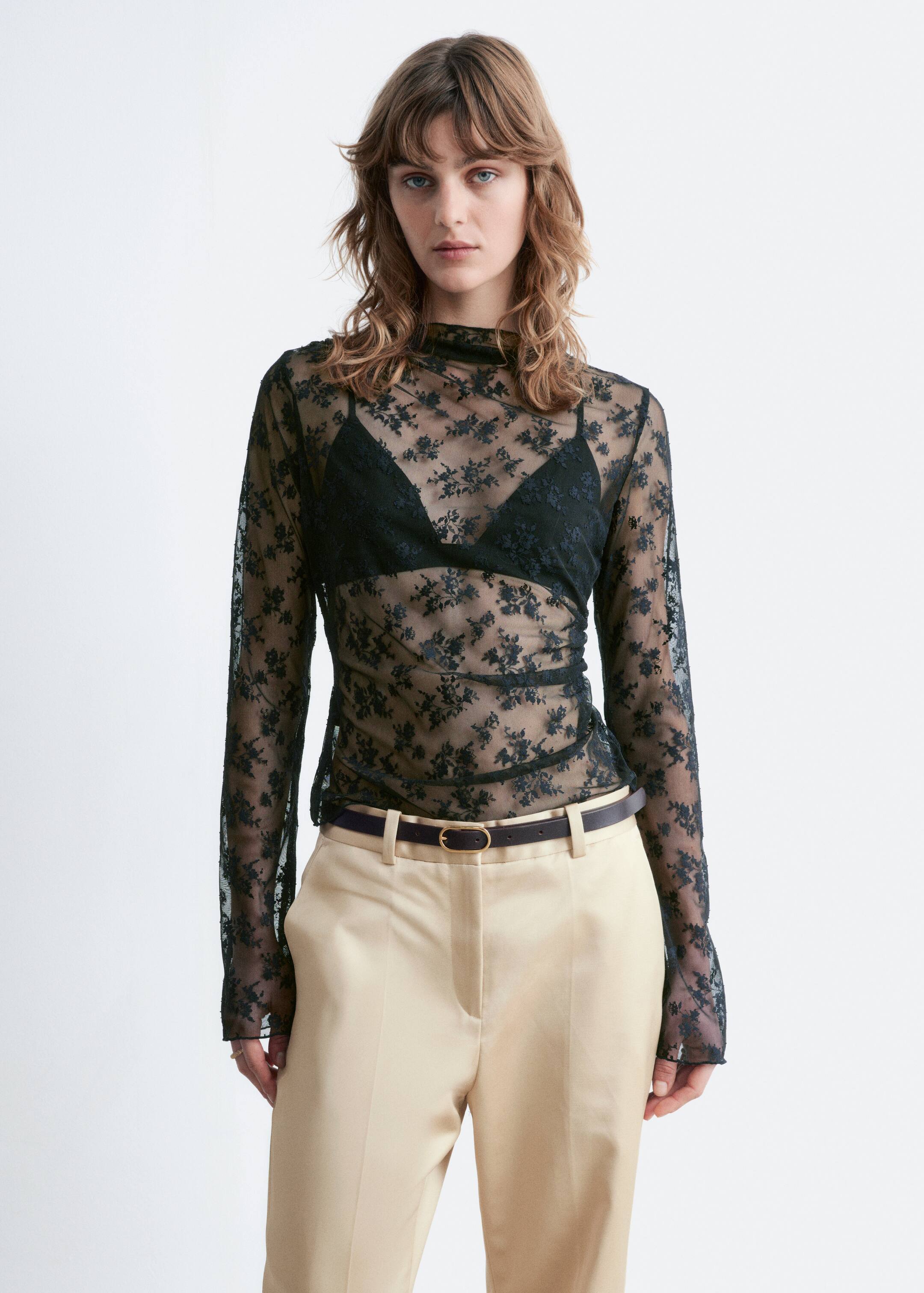 Visualizza immagine più grande: Top in pizzo a maniche lunghe - Nero - DONNA | H&M IT 2