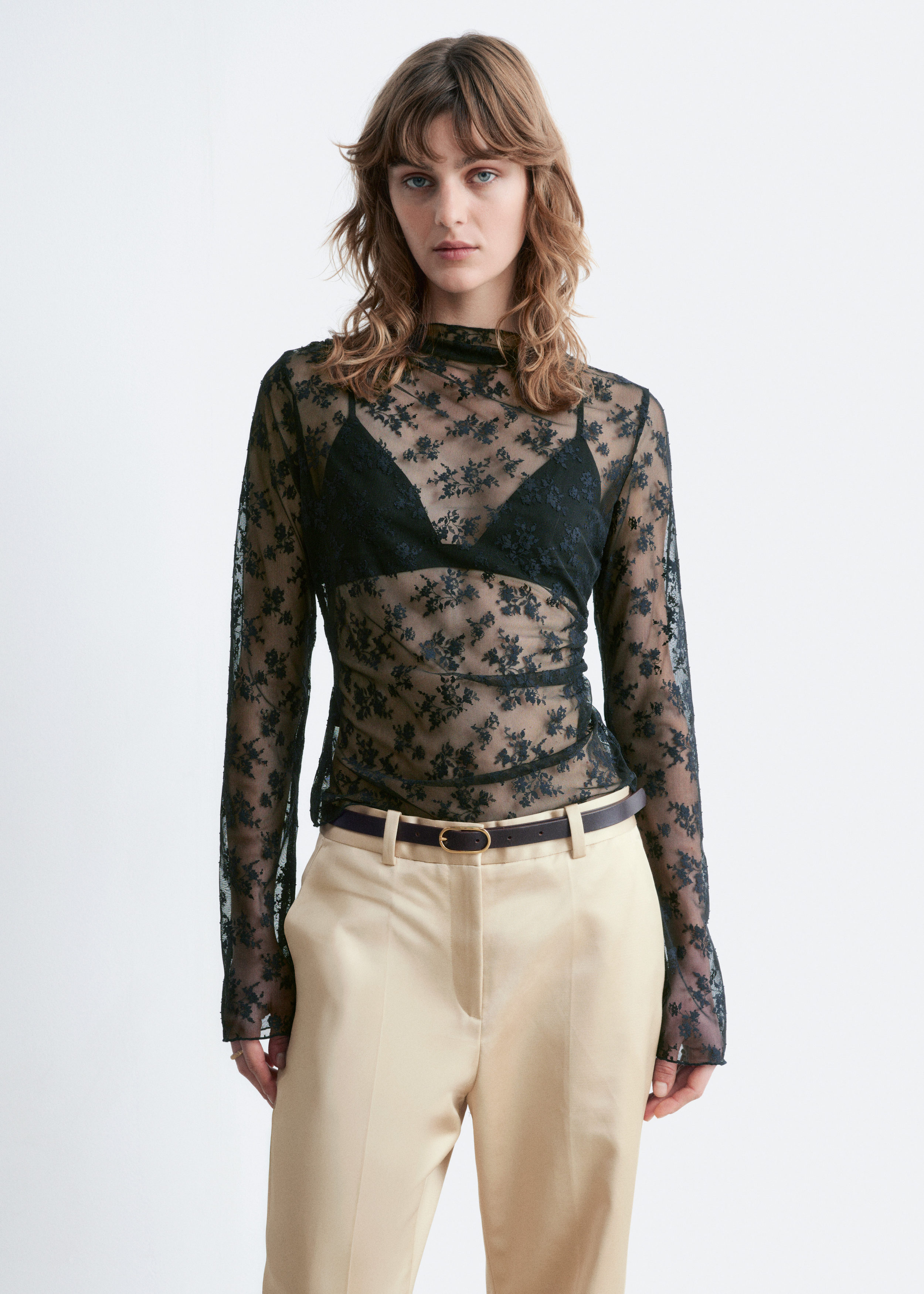 Metallic Jacquard Peplum Top - Gold - & Other Stories US