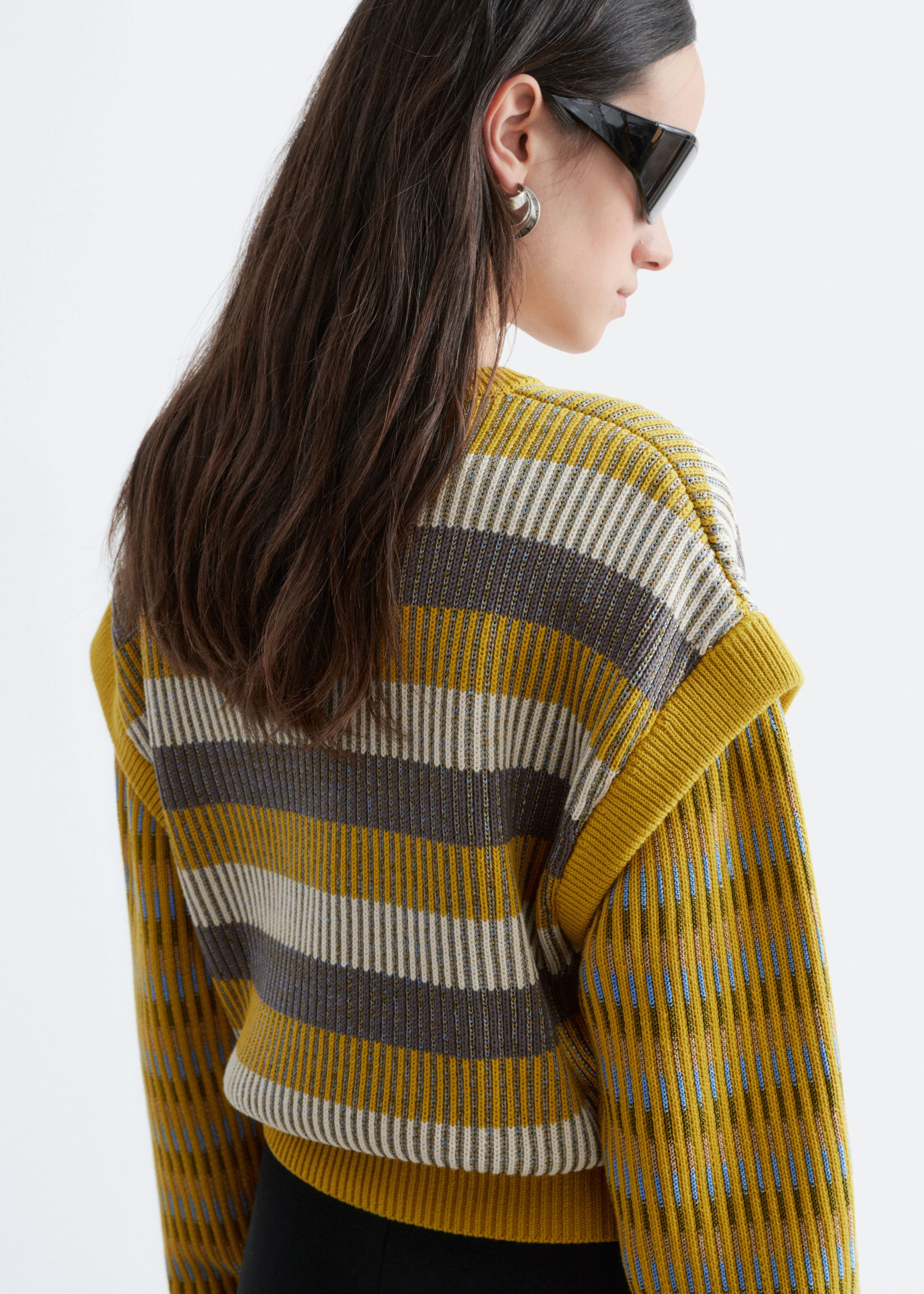 Image of Striped Panel Knit Jumper