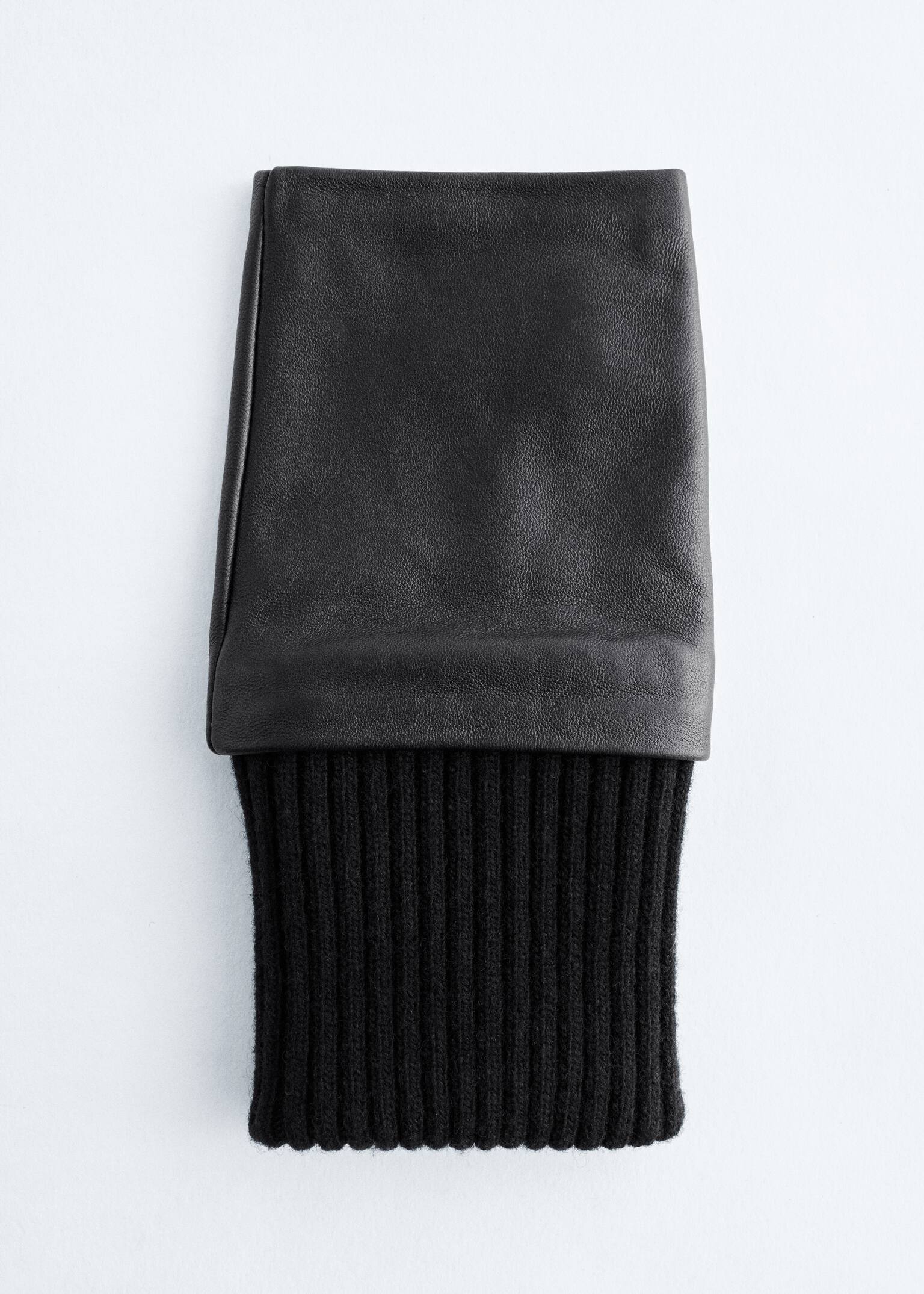 Fingerlose Fäustlinge aus Leder - Schwarz - 3