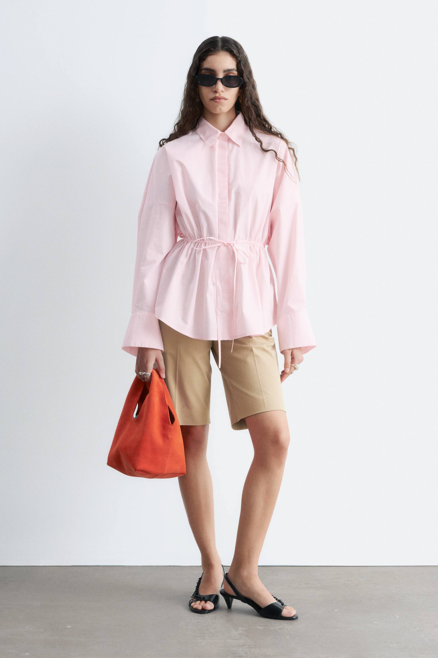 Hemd aus Baumwoll-Popeline mit Kordelzug - Rosa - 6