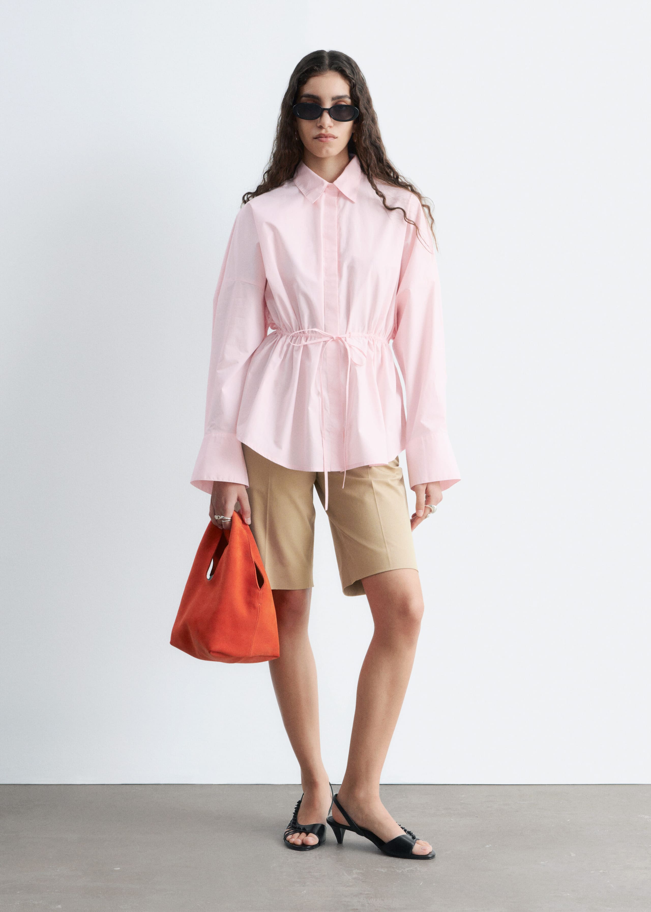 Image of Cotton Poplin Drawstring Shirt
