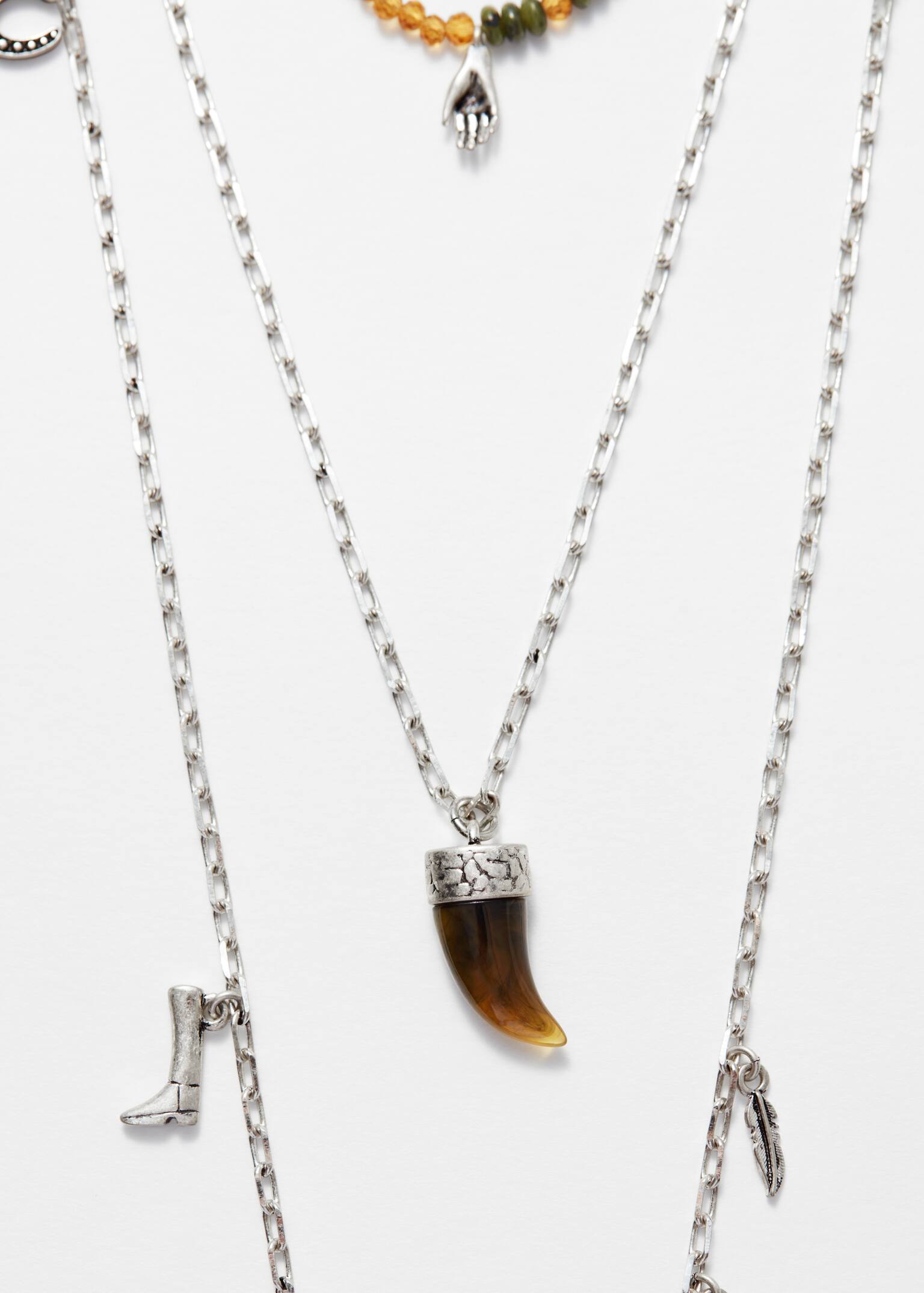 Gelaagde halsketting met hanger - Zilver - 2