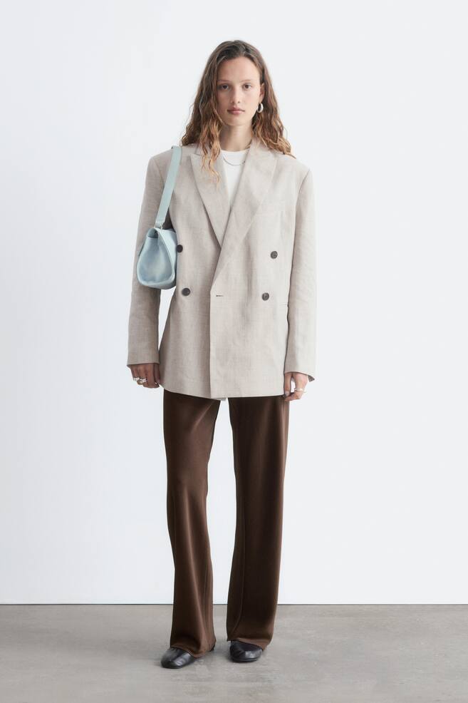 Blazer rilassato in cotone e lino - Beige chiaro - 1