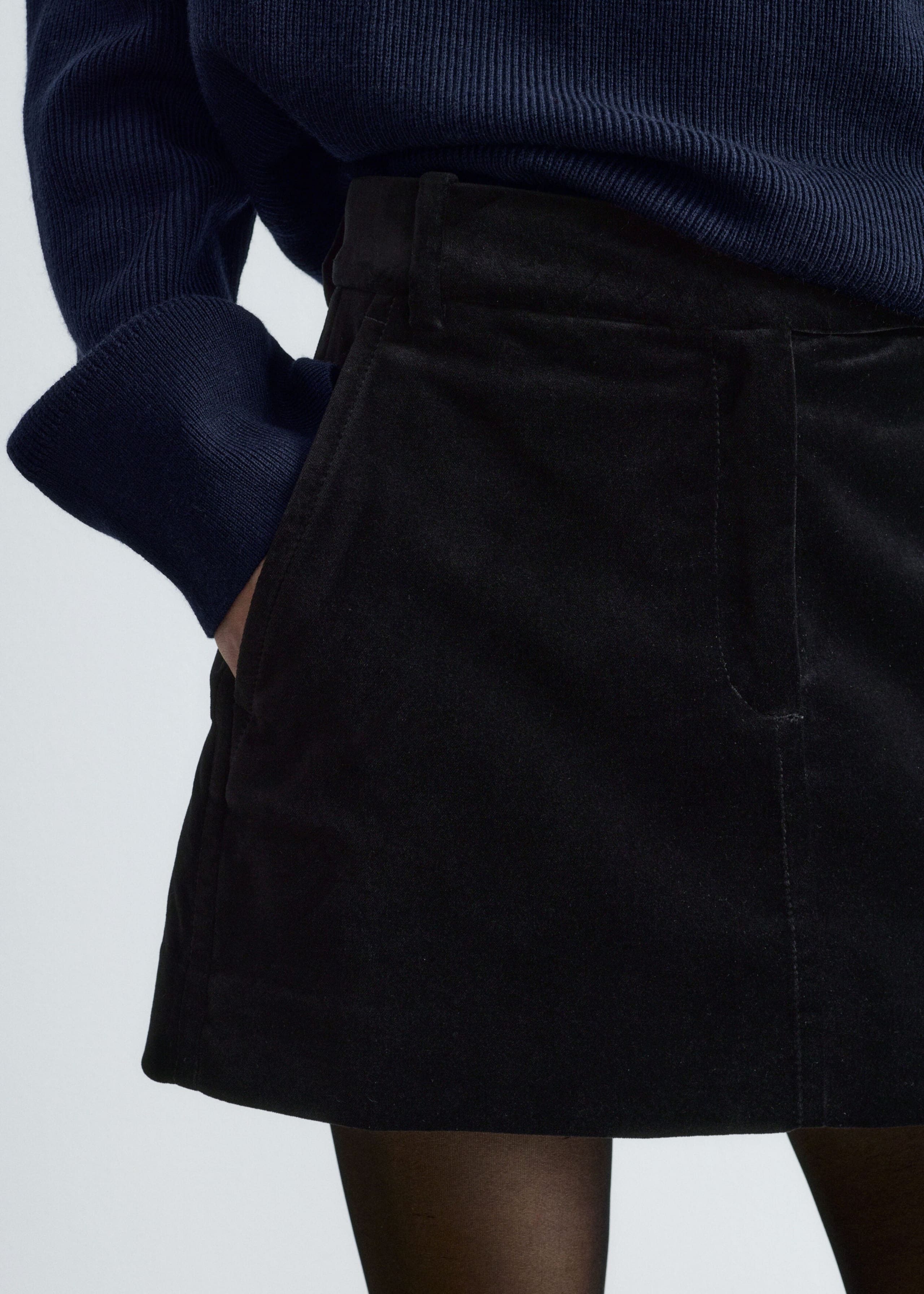 Velvet Mini Skirt - Black - Lookbook