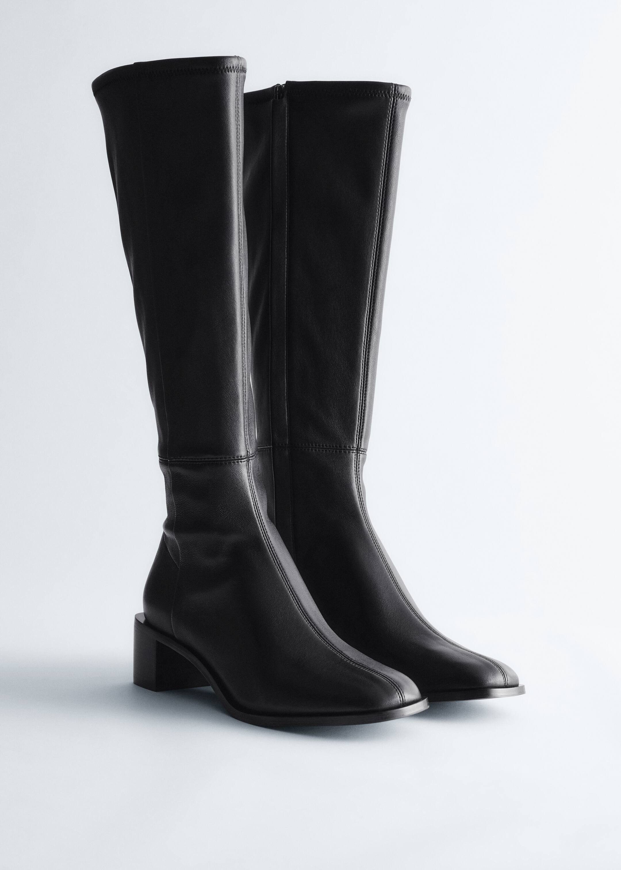 Größeres Bild anzeigen: Kniehohe Sockboots aus Nappaleder - Schwarz - Ladies | H&M AT 4