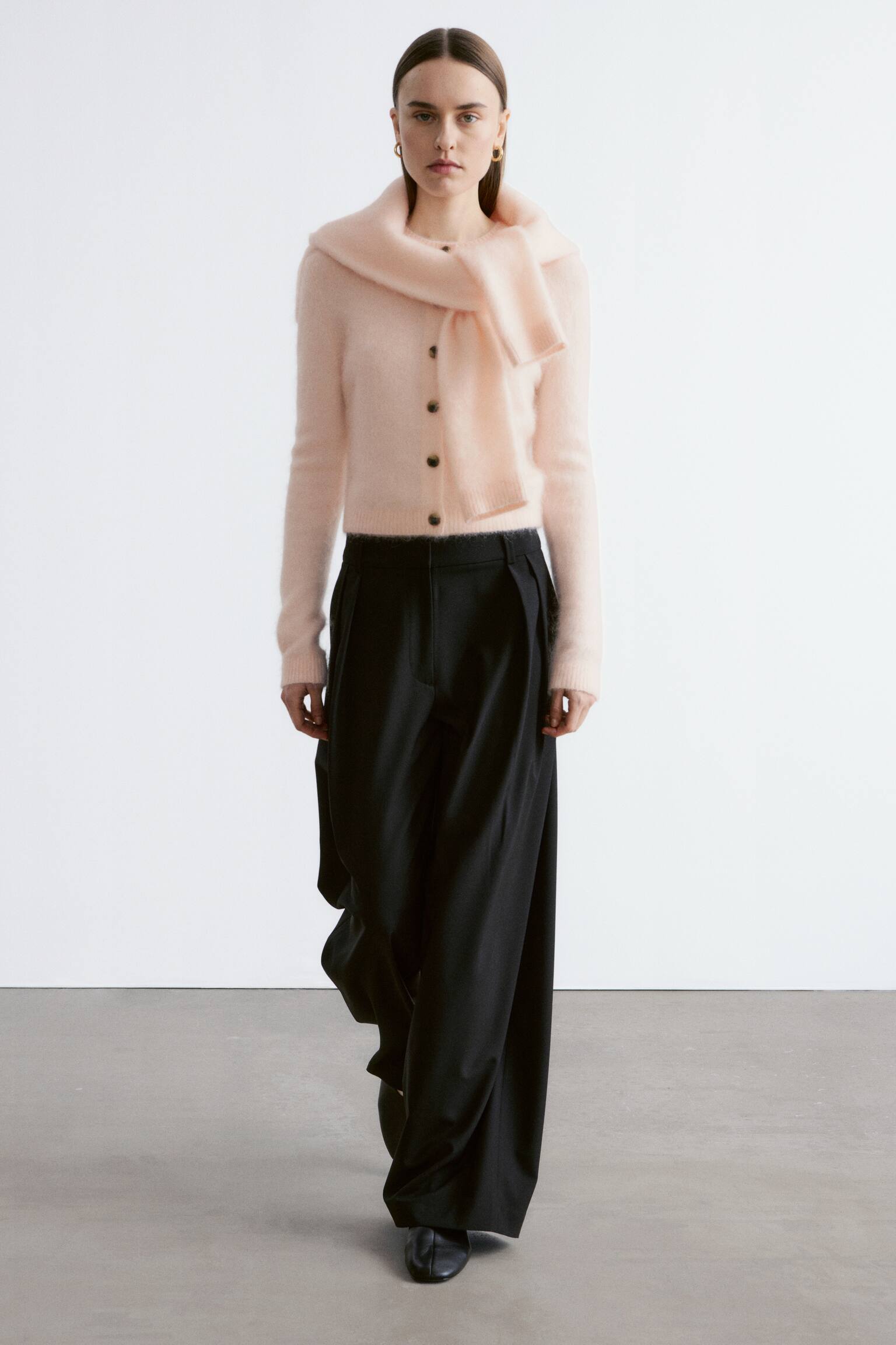 Cardigan i børstet mohairblend - Fersken/Kamel/Sort/Lys turkis - 3