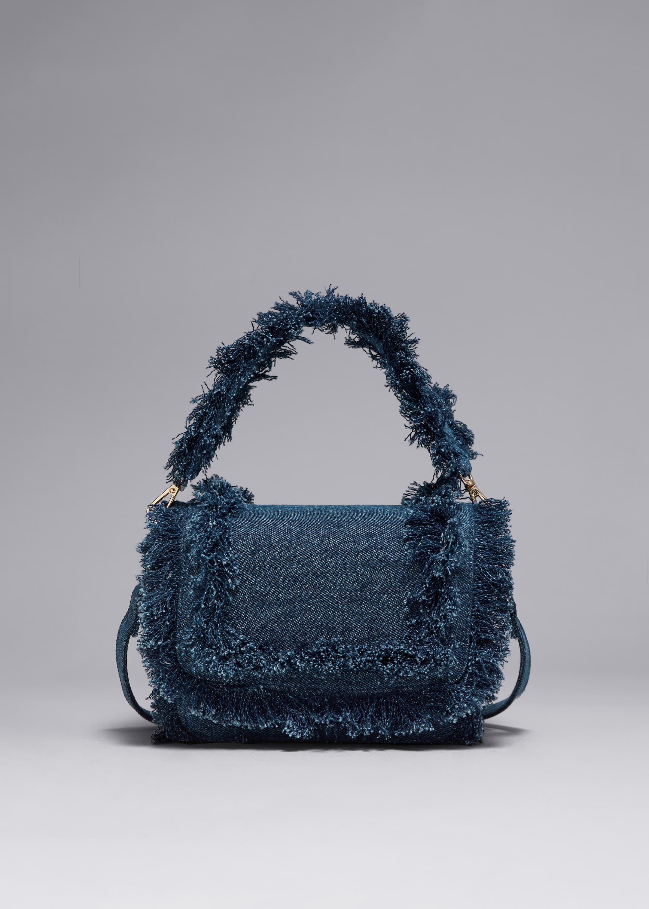 Visa större bild: Denimväska med fransade kanter - Indigoblå - DAM | H&M SE 1