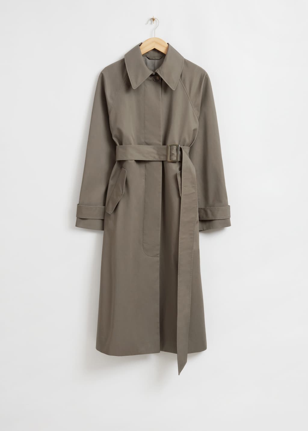 Relaxed Mid-Length Trench Coat - Khaki Green - Still Life
