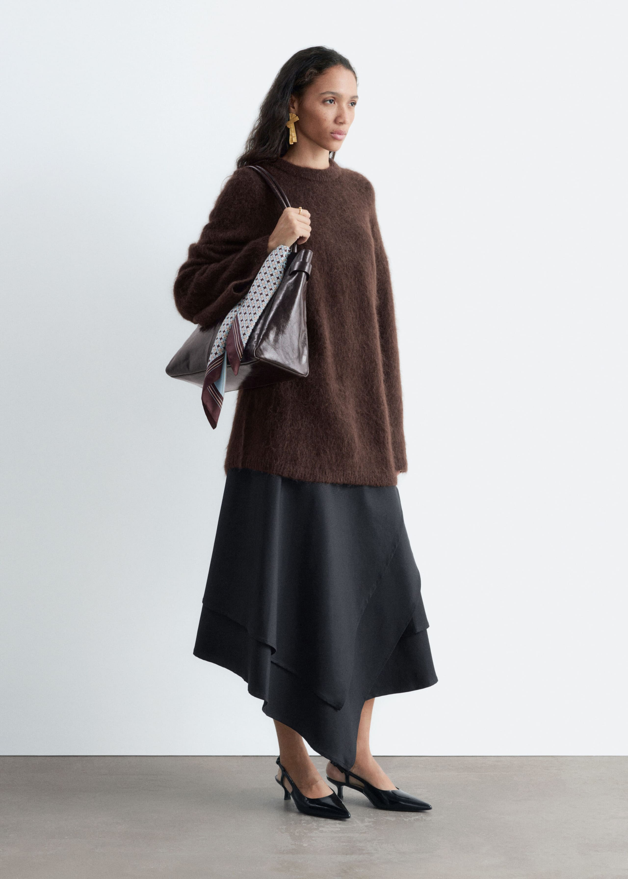 Oversized Mohair-Blend Sweater - Dark Brown - Lookbook