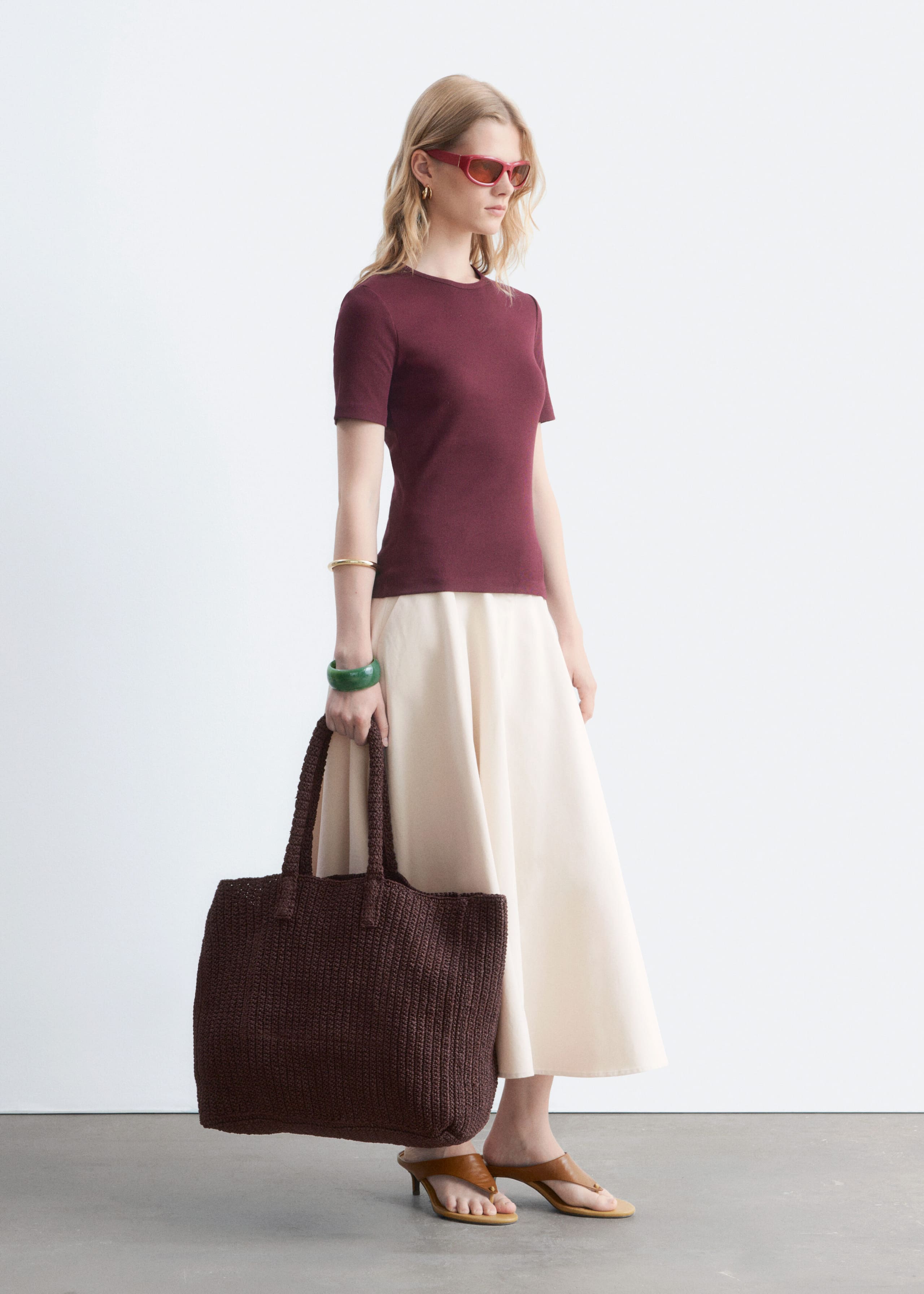 Ribbed T-shirt - Dark Red - Still Life
