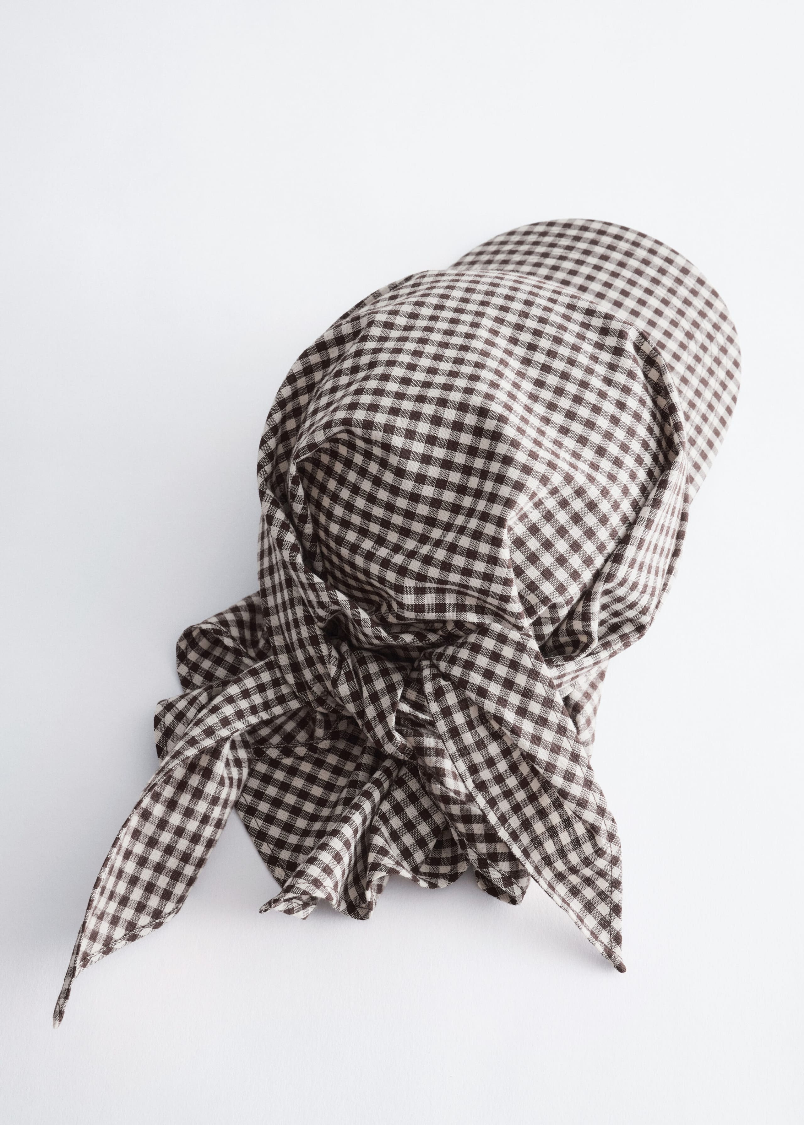 Cotton Scarf Cap - White/Brown - Still Life