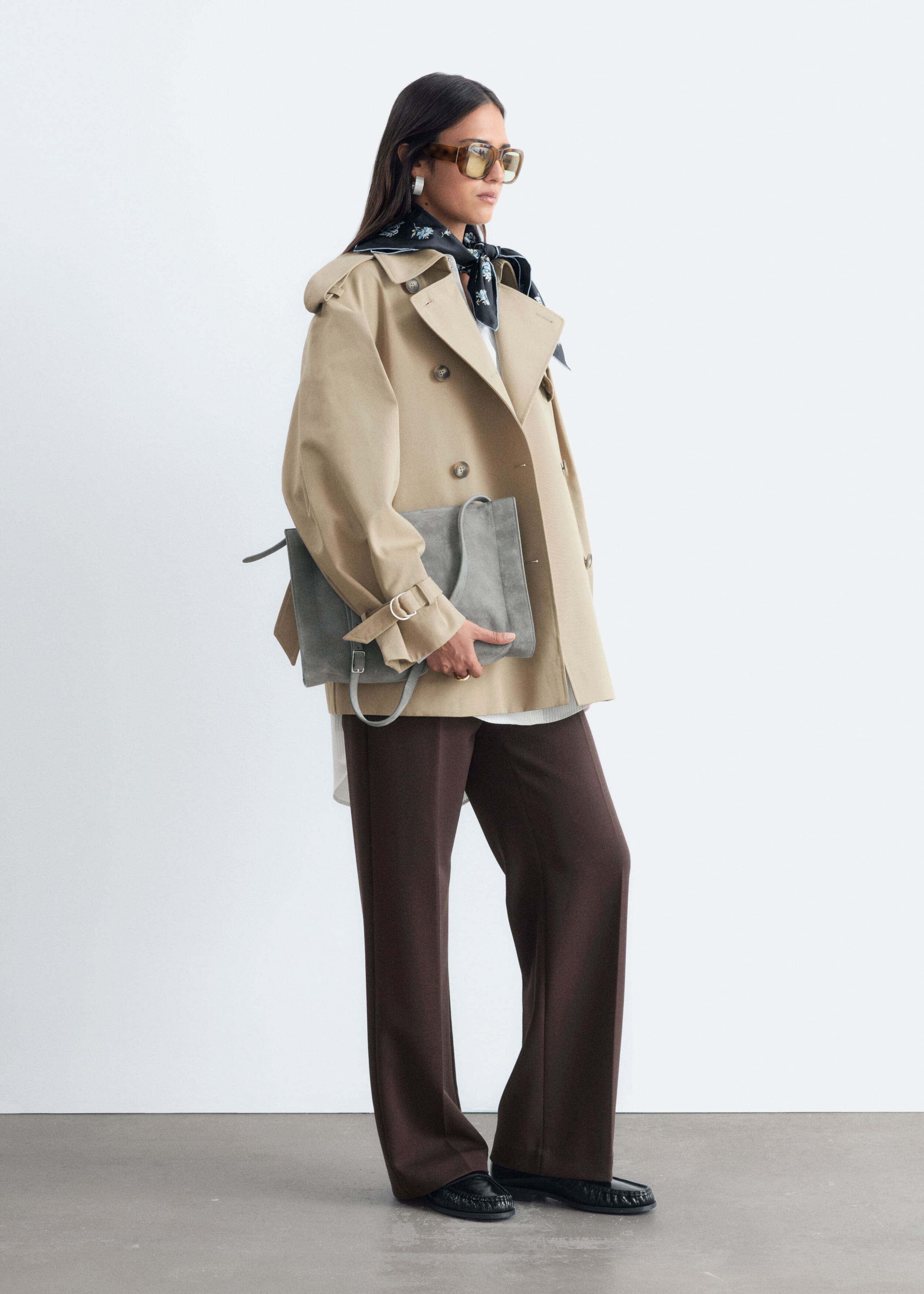 Short Trench Coat - Burgundy - Lookbook