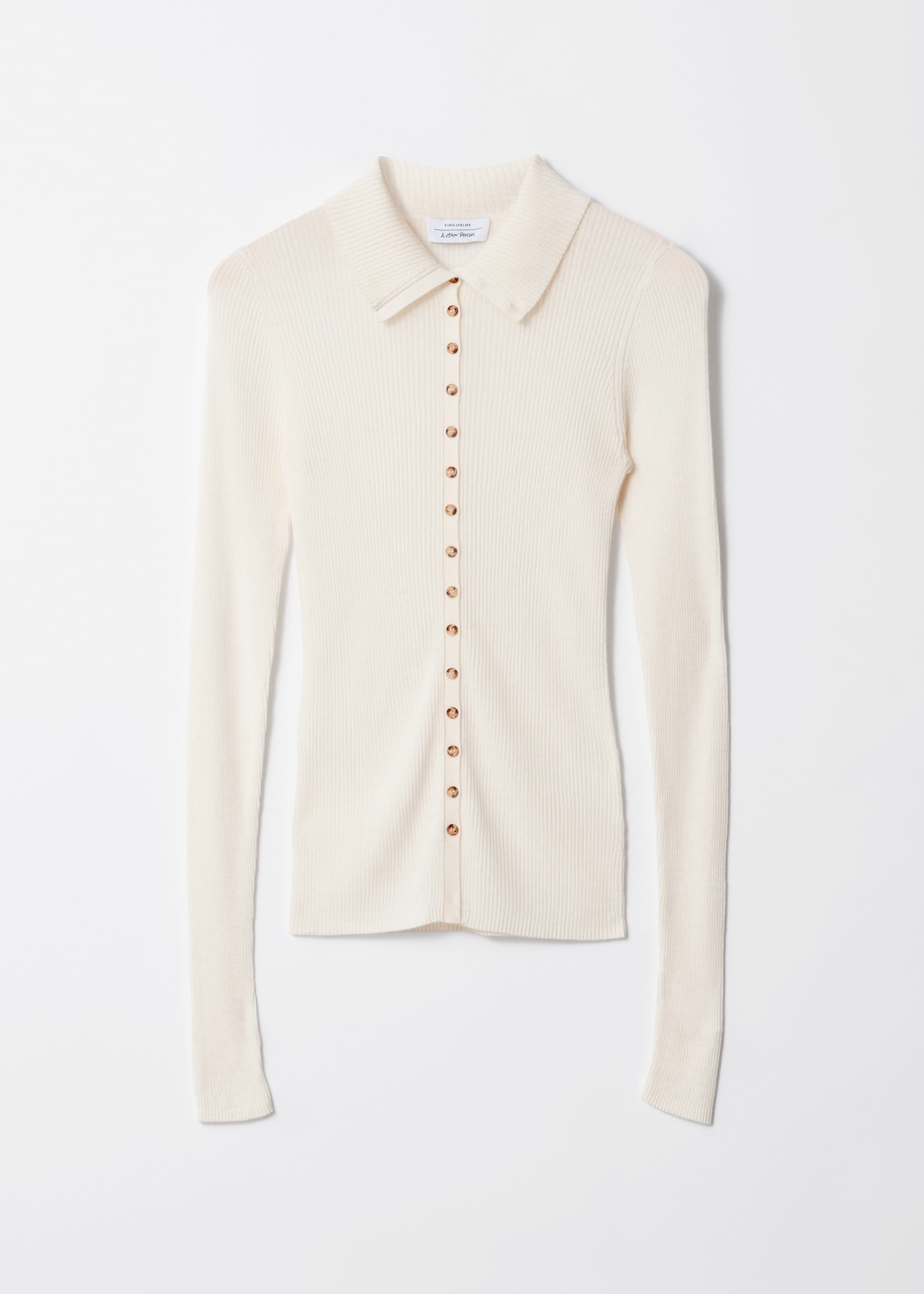 Ingrandisci l'immagine: Ribbed Button-Detail Top - Cream - DONNA | H&M CH 7