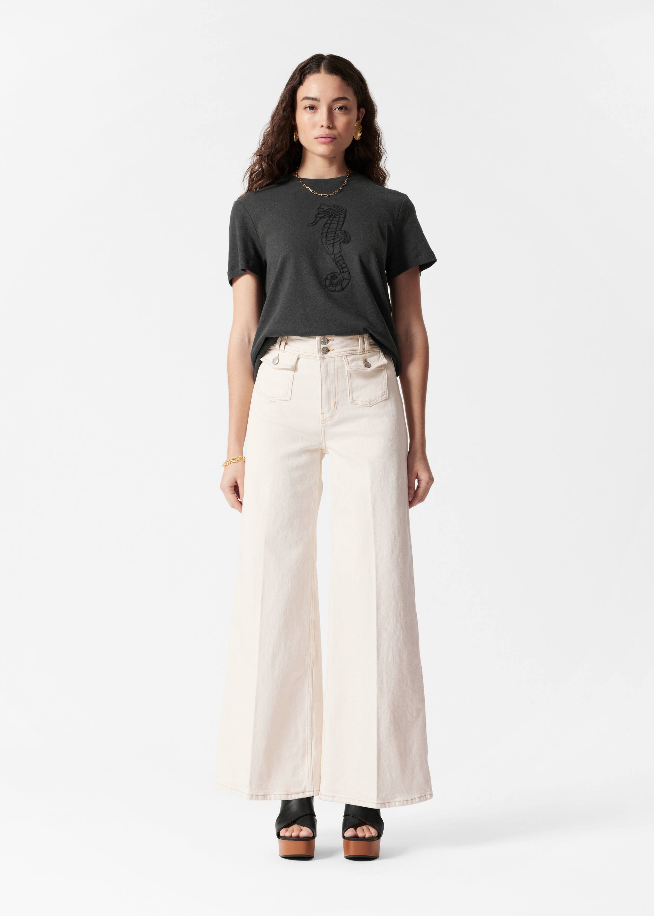 Visualizza immagine più grande: T-shirt in misto lino - Grigio scuro - DONNA | H&M IT 2