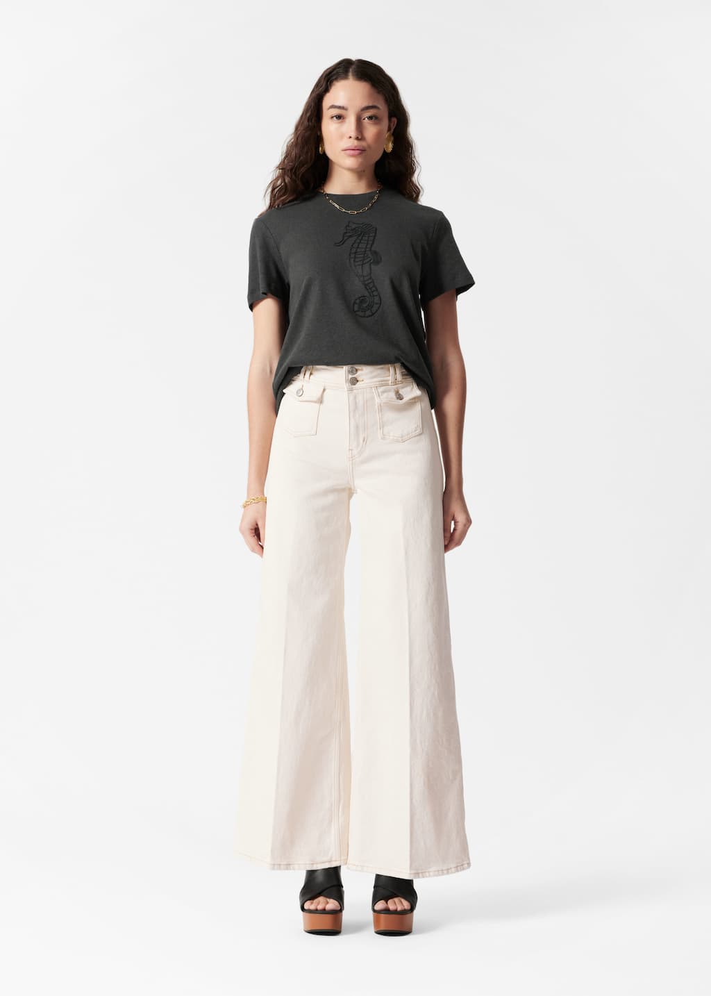 Image of Linen-Blend T-Shirt
