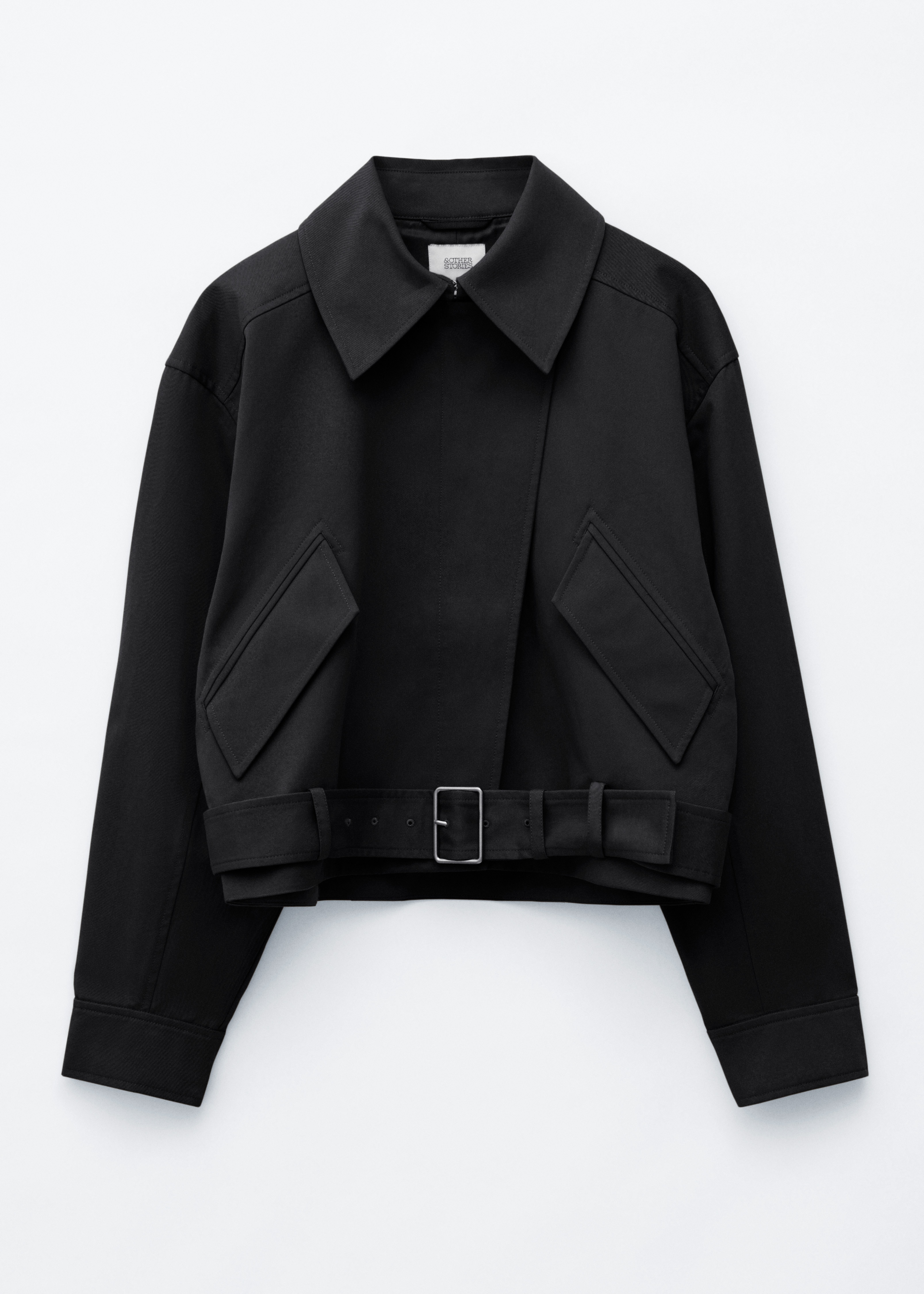 Jacke aus Baumwolltwill mit Gürtel - Schwarz