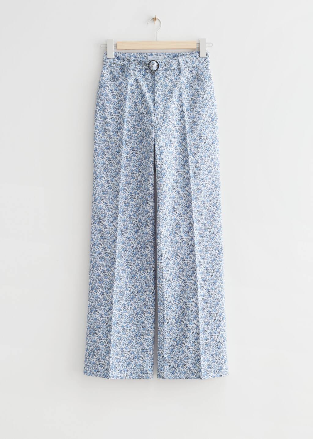 Belted Printed Trousers - Blue Print - Still Life