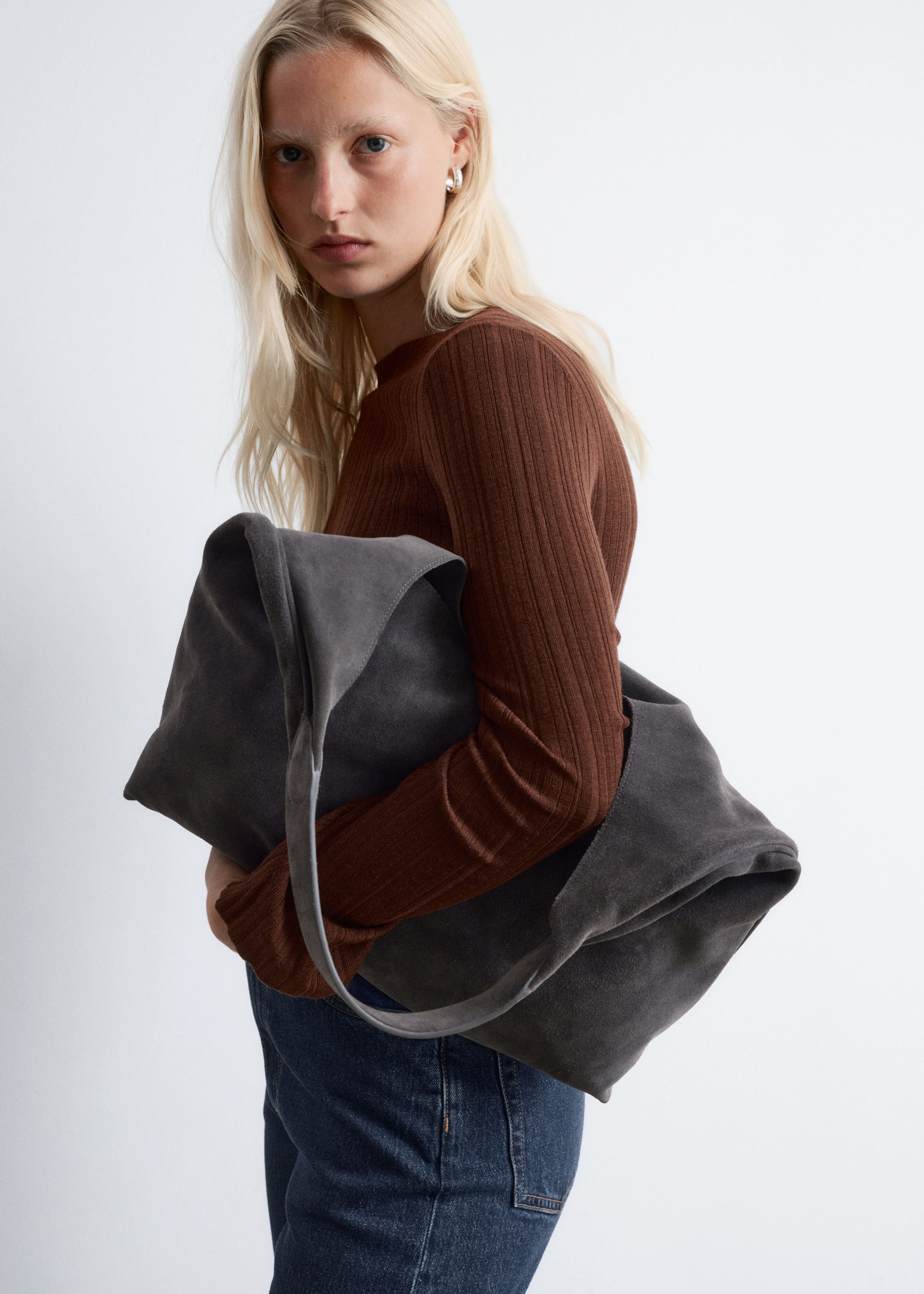 Image of Large Suede Tote Bag