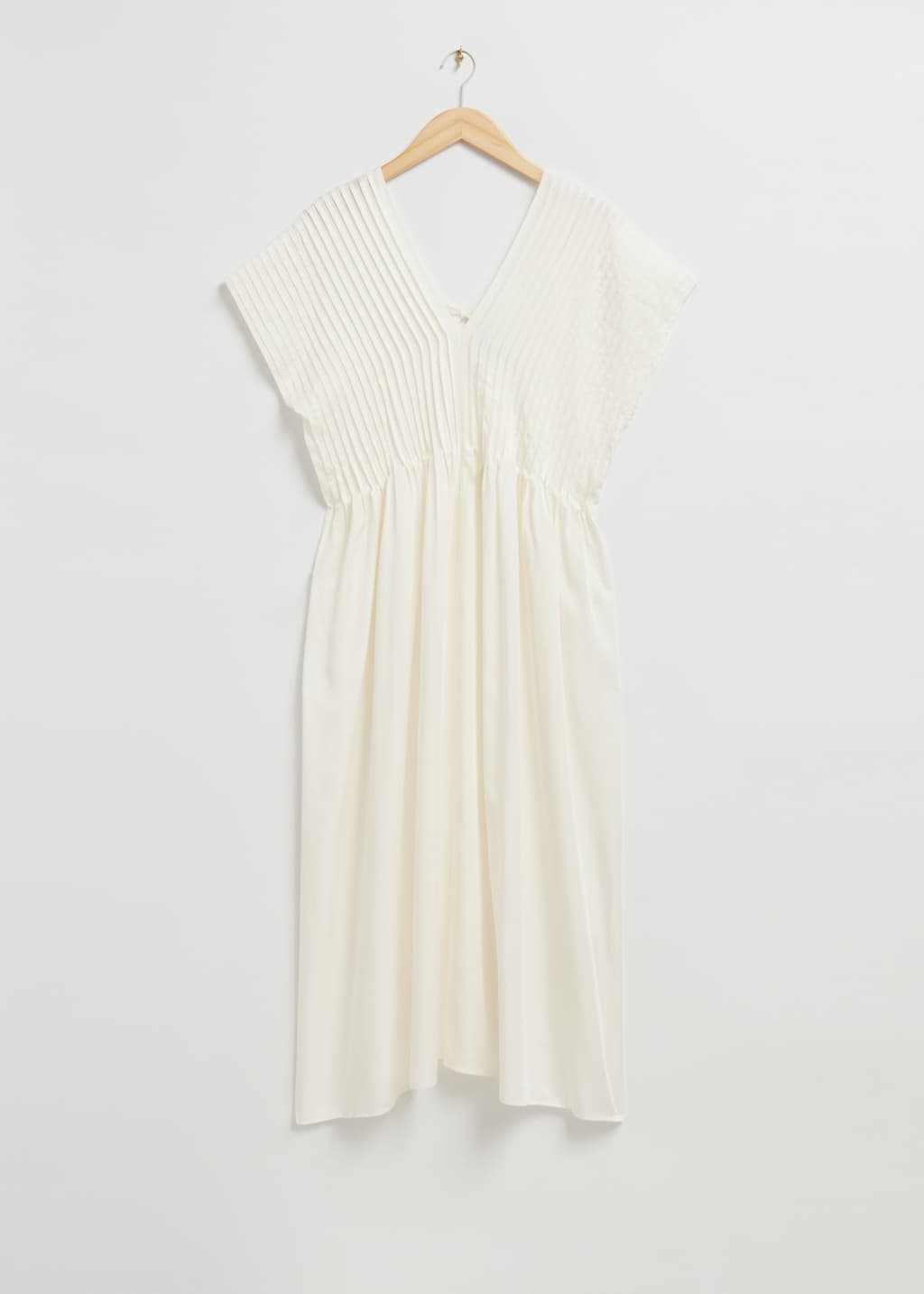 Vestido midi plisado - Crema - Bodegón