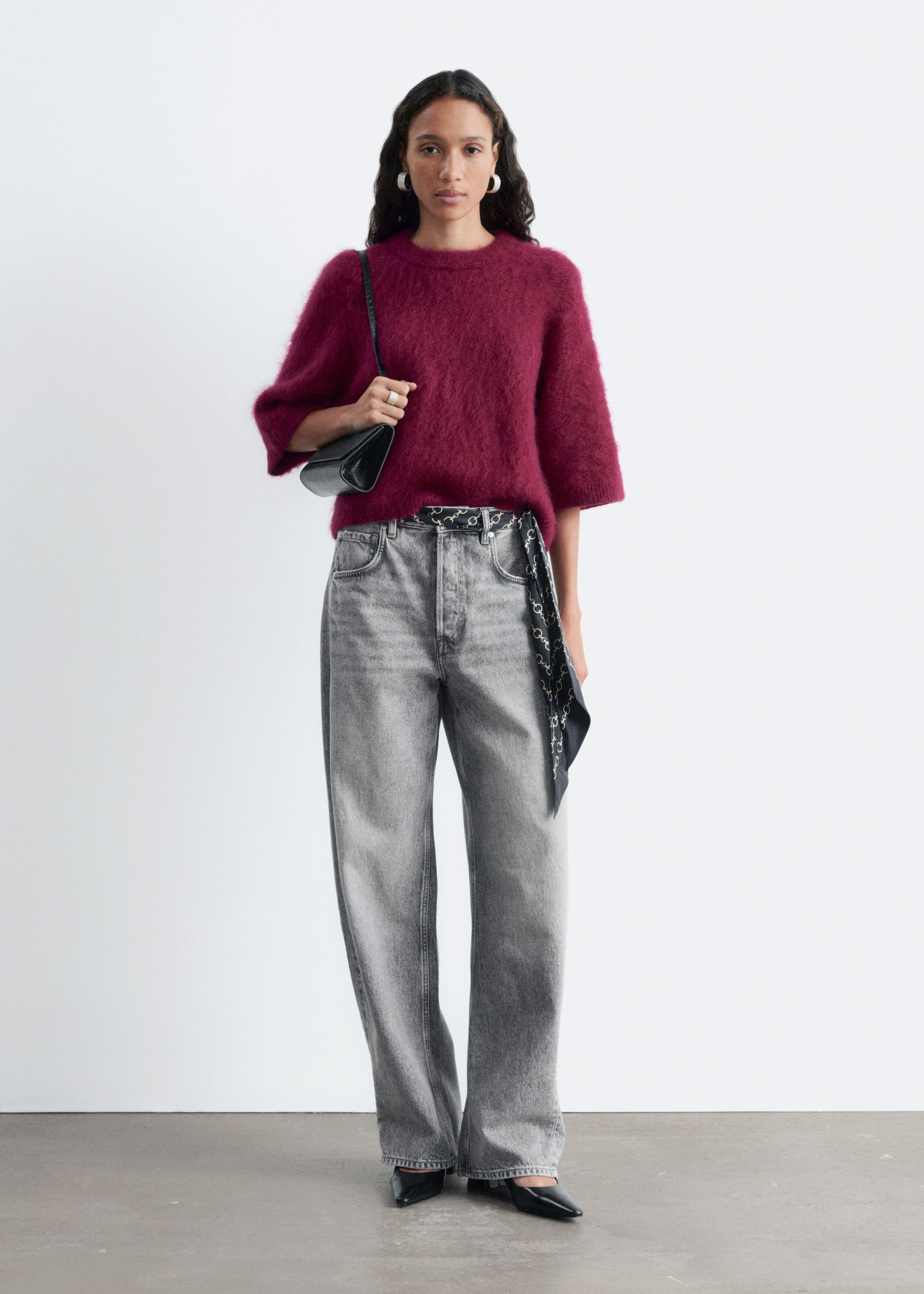 Mohair-Blend Knitted T-shirt - Brown - Lookbook