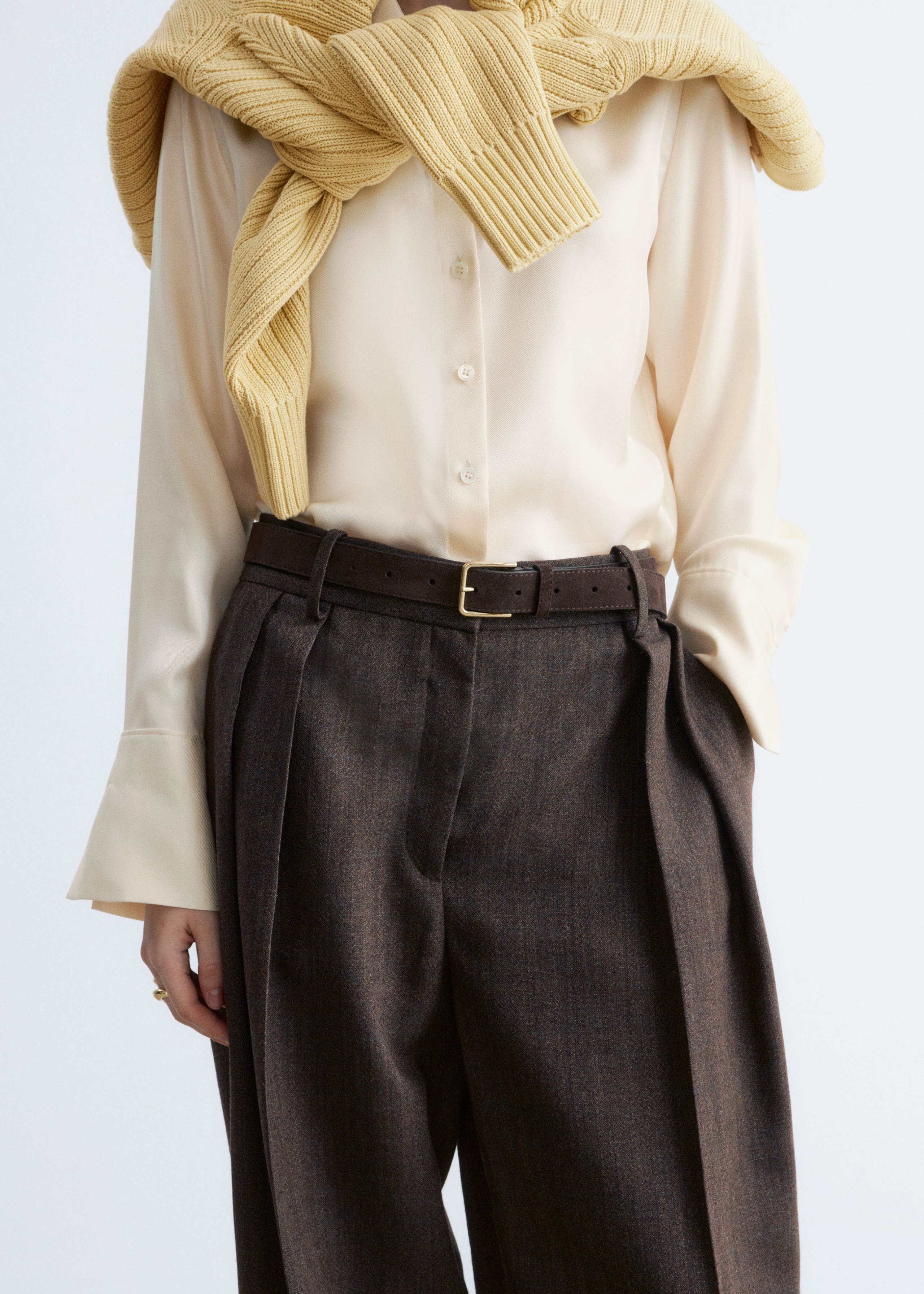 Press-Crease Wool Trousers - Dark Brown - Lookbook