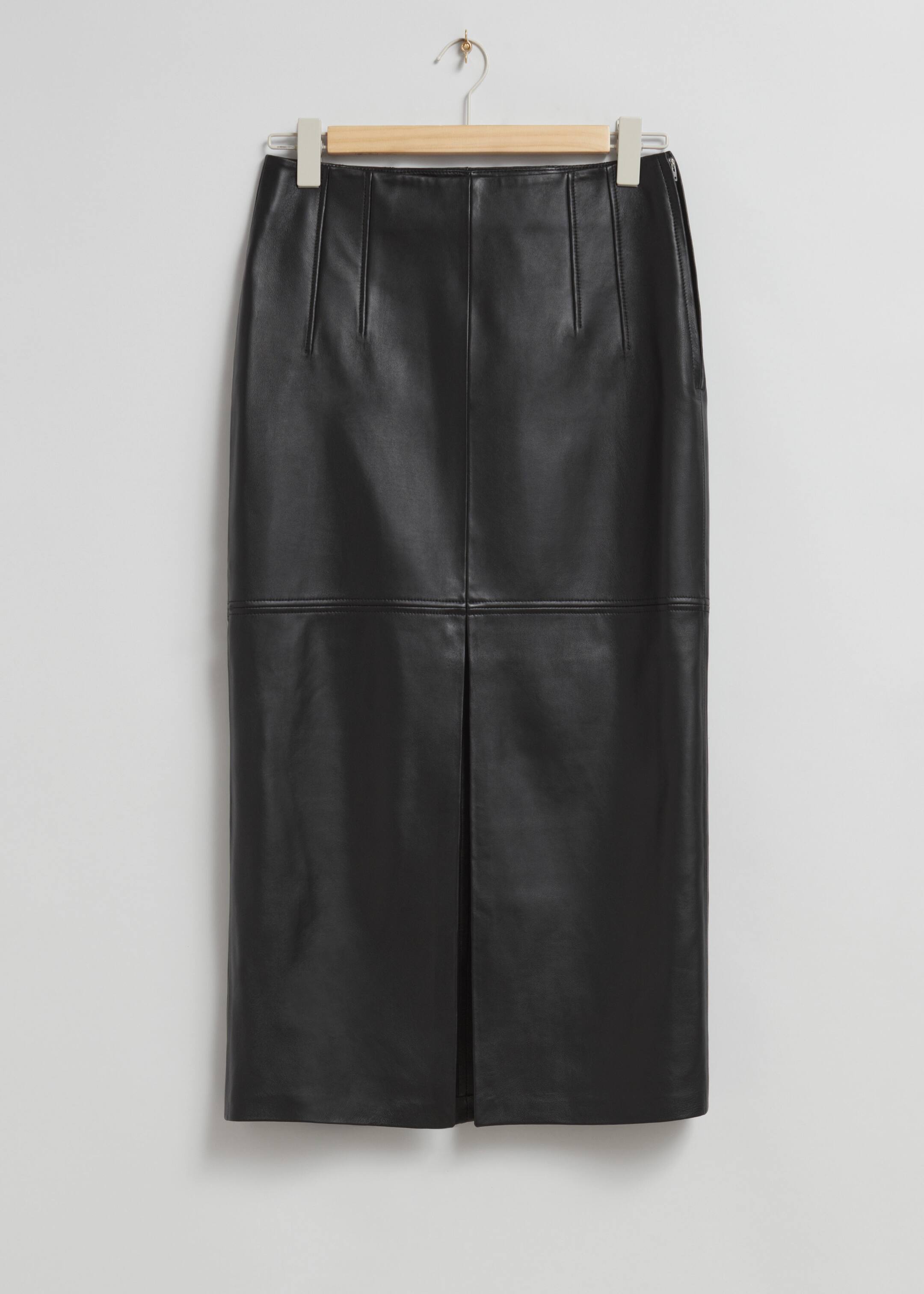 View larger image: Leather Midi Skirt - Black - Ladies | H&M GB 1