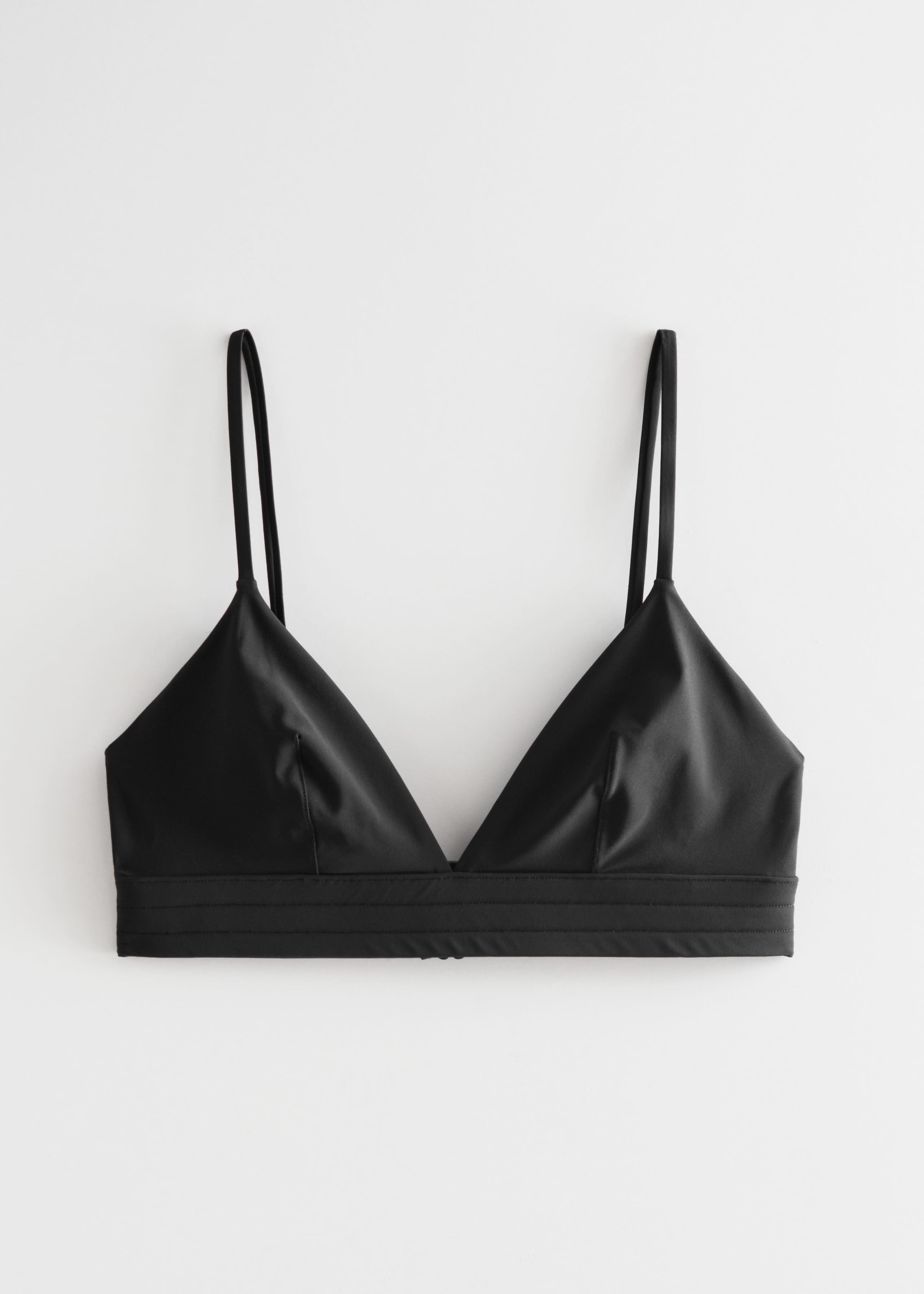 Topstitched Triangle Bikini Top - Black - Still Life