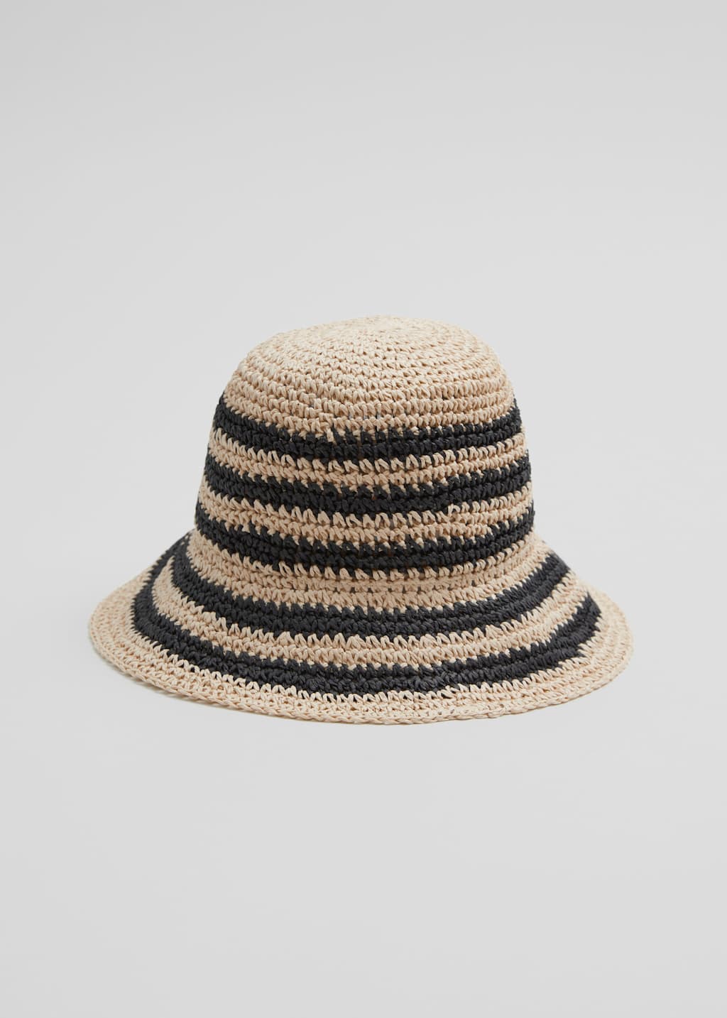 StrawCrochetBucketHat - Sand/Black - Bodegón