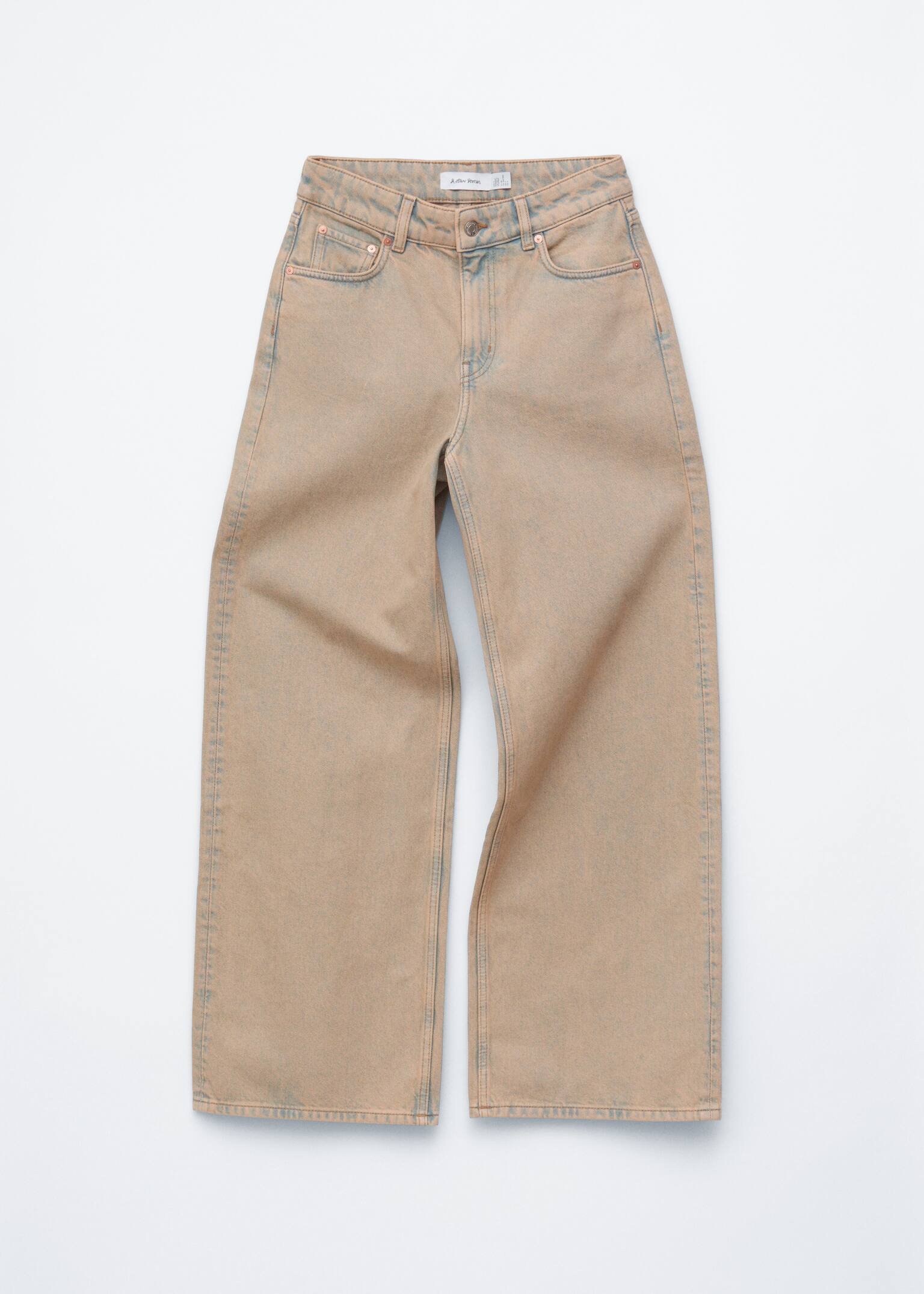 Wide-Leg Jeans - Washed Beige/Khaki Green/Rust Brown - 2