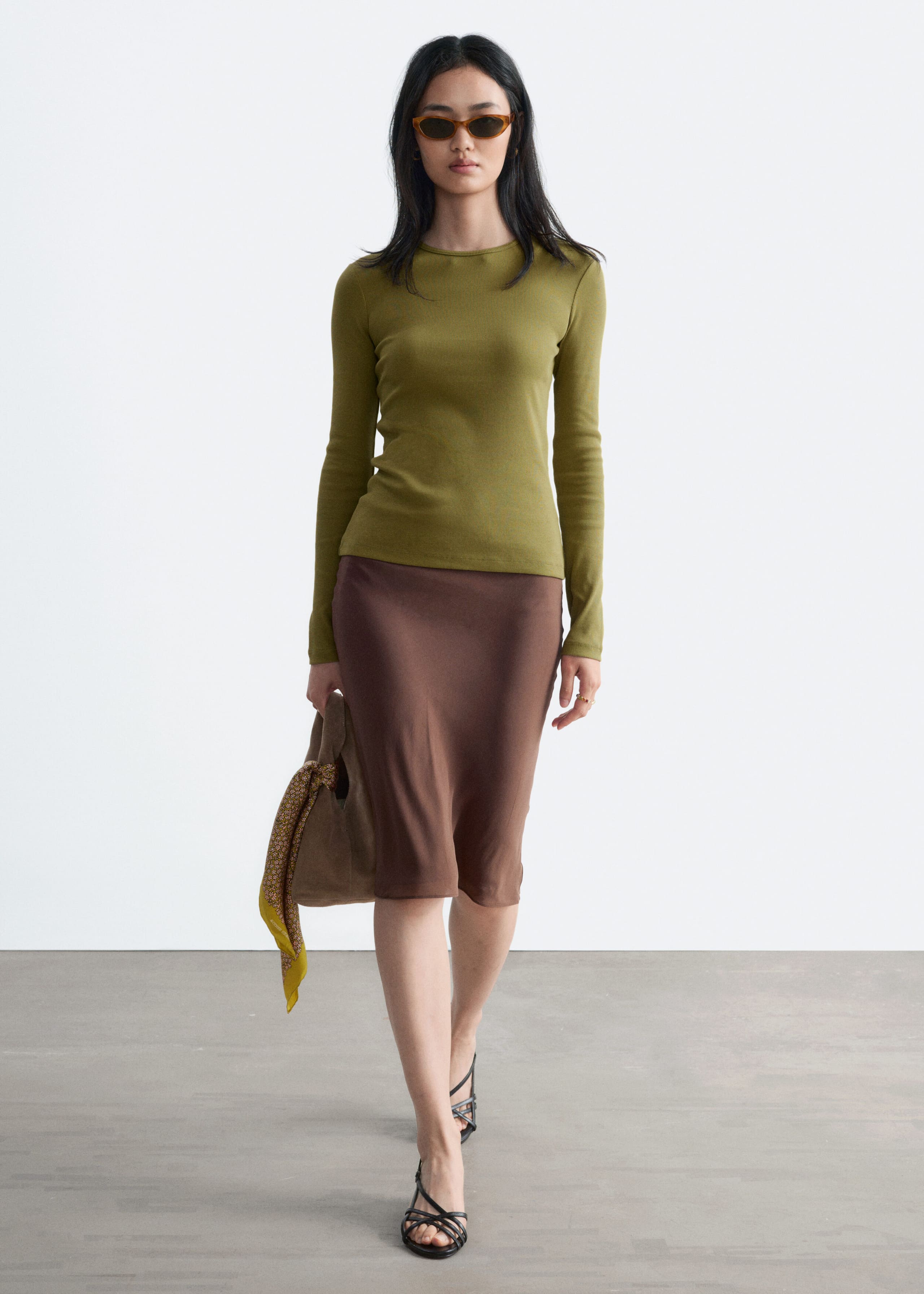 Ribbed Long-Sleeve Top - Green - Still Life