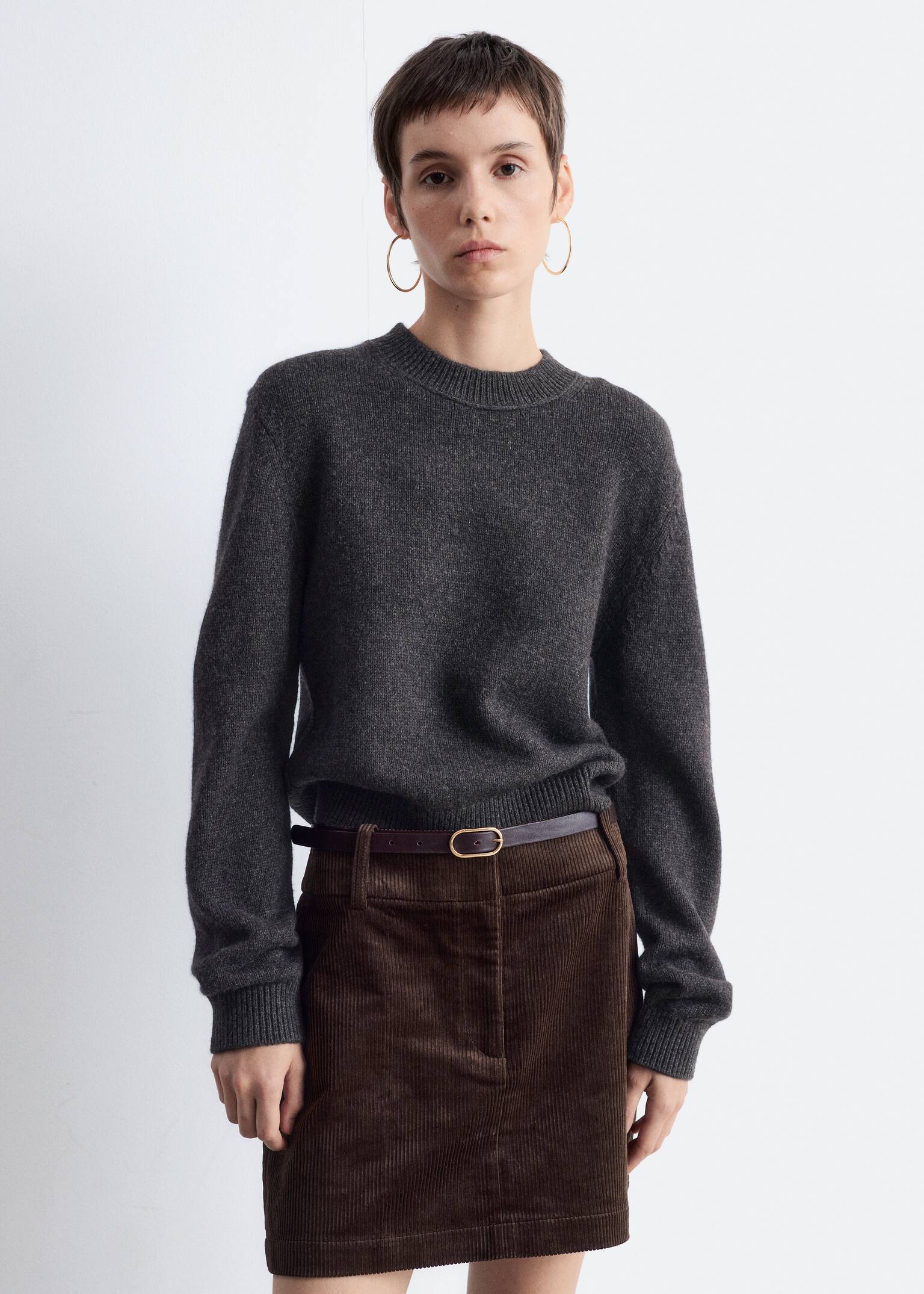 Pull en cachemire mélangé - Noir/Taupe foncé/Marron foncé