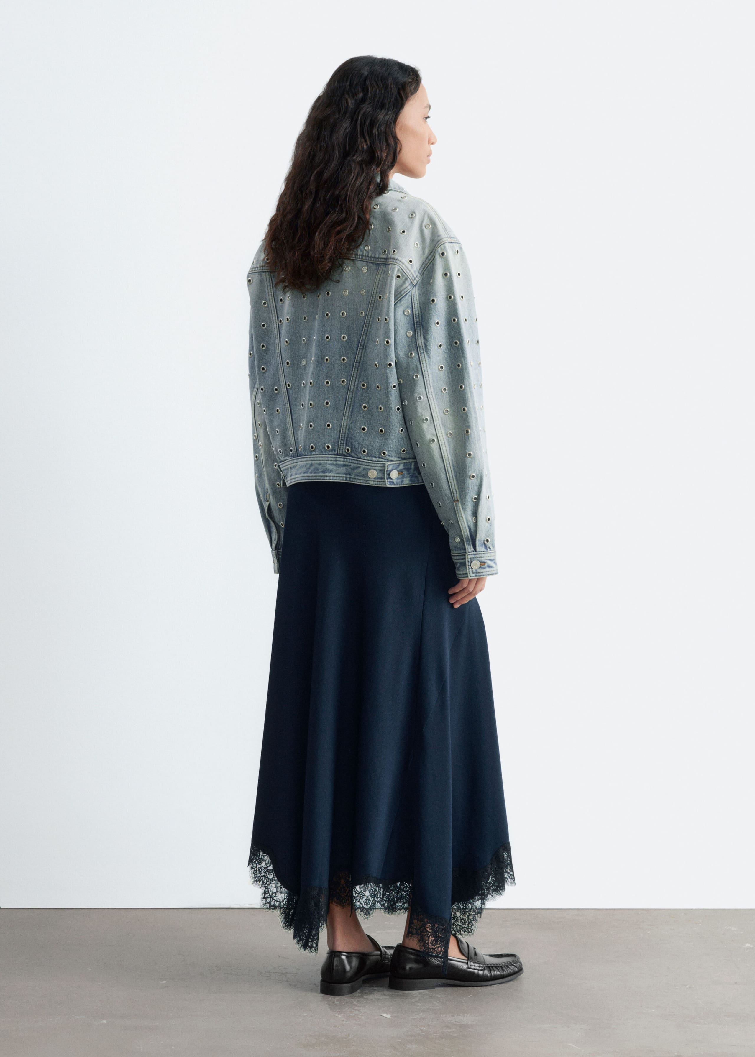 Eyelet Denim Jacket - Light Blue - Lookbook