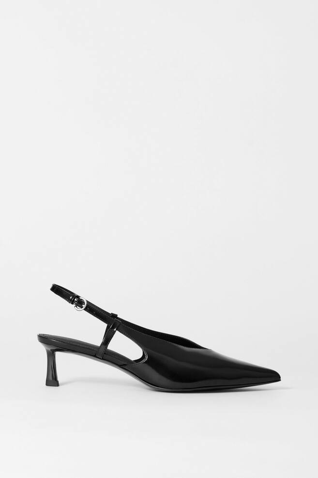 Escarpins classiques à bride arrière en cuir - Noir/Beige - 1
