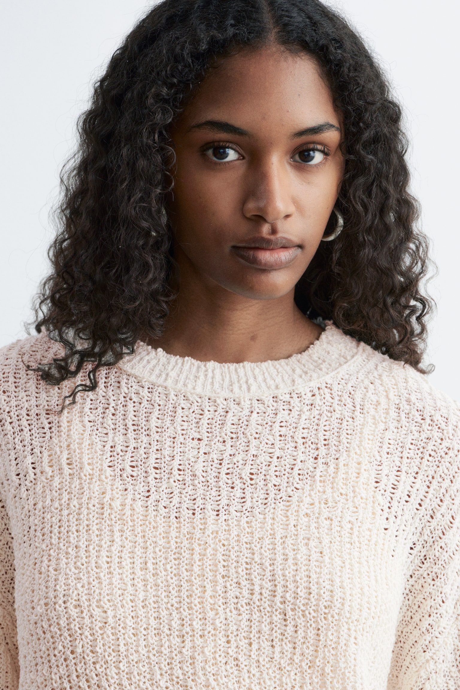 סוודר סריג מתערובת משי וכותנה - 4