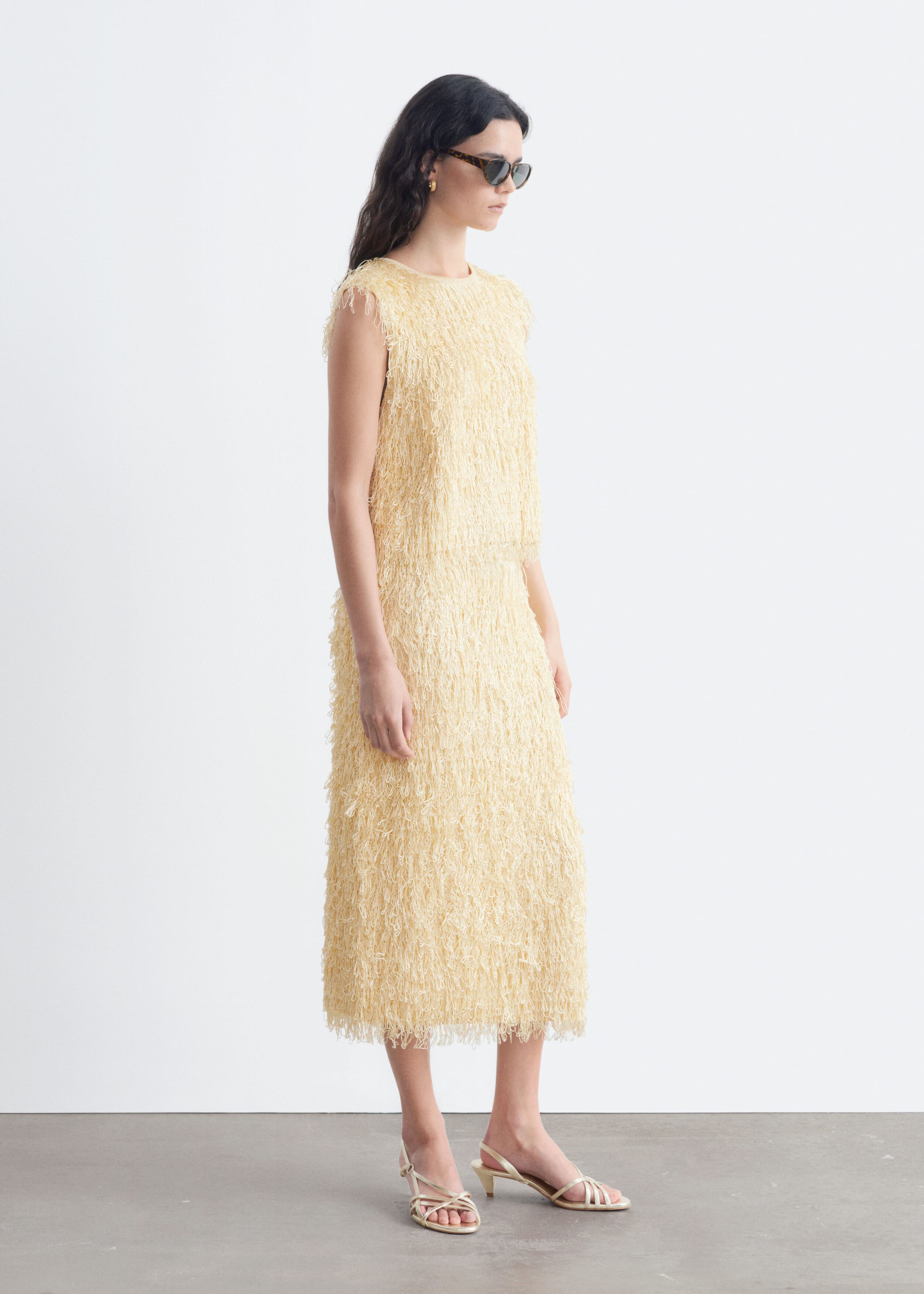 Fringed Pencil Skirt - Cream - Lookbook