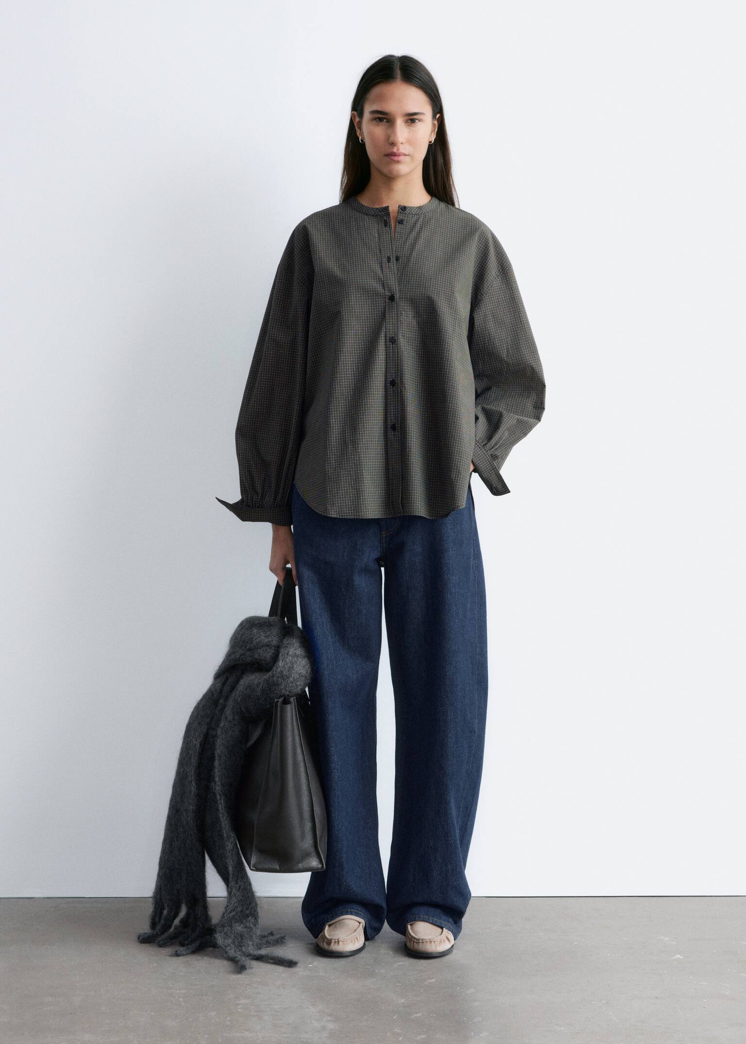 Chemise oversize en coton - Noir à carreaux/Blanc/Bleu/À carreaux - 3