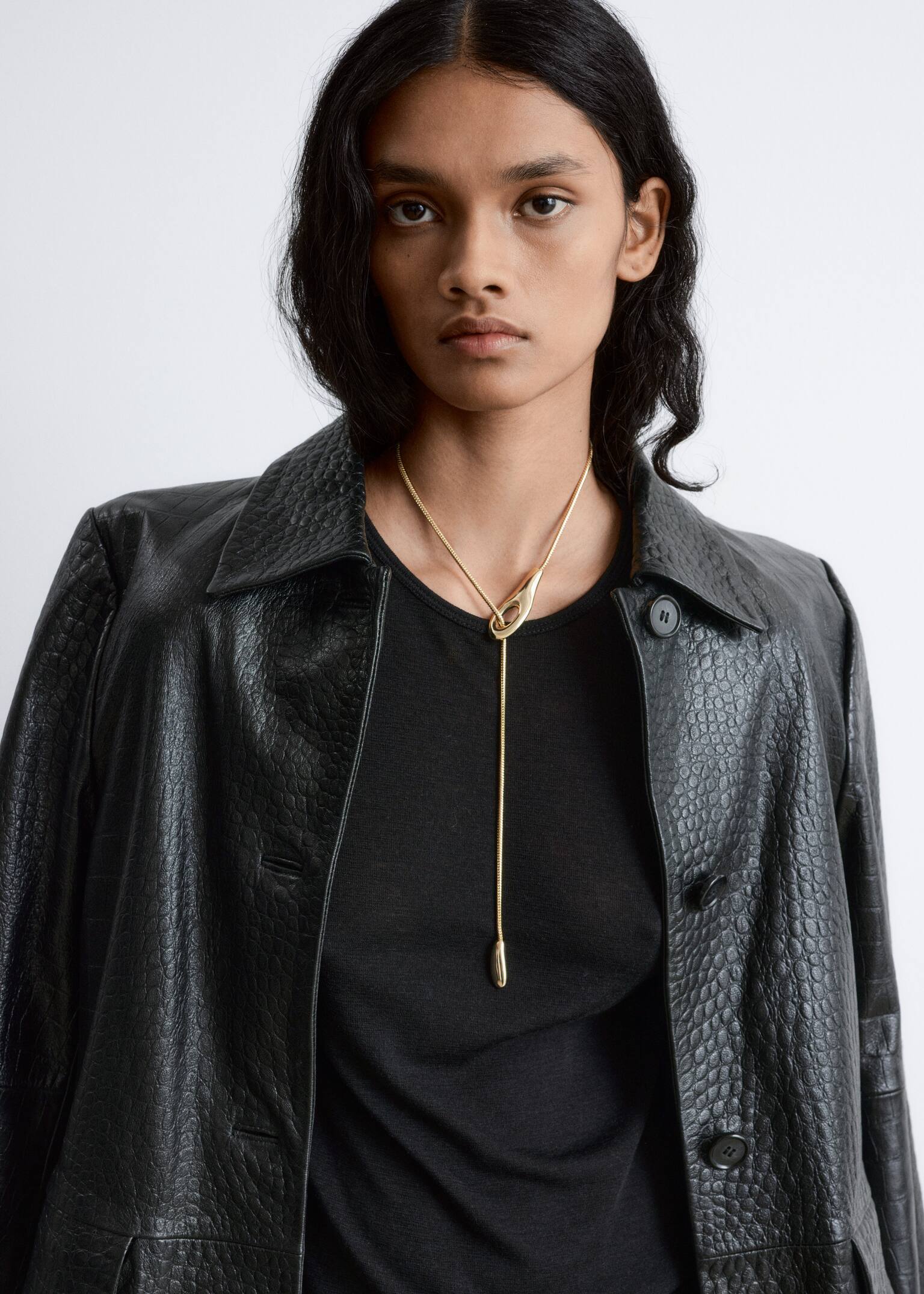 Snake-Chain Lariat Necklace - Gold