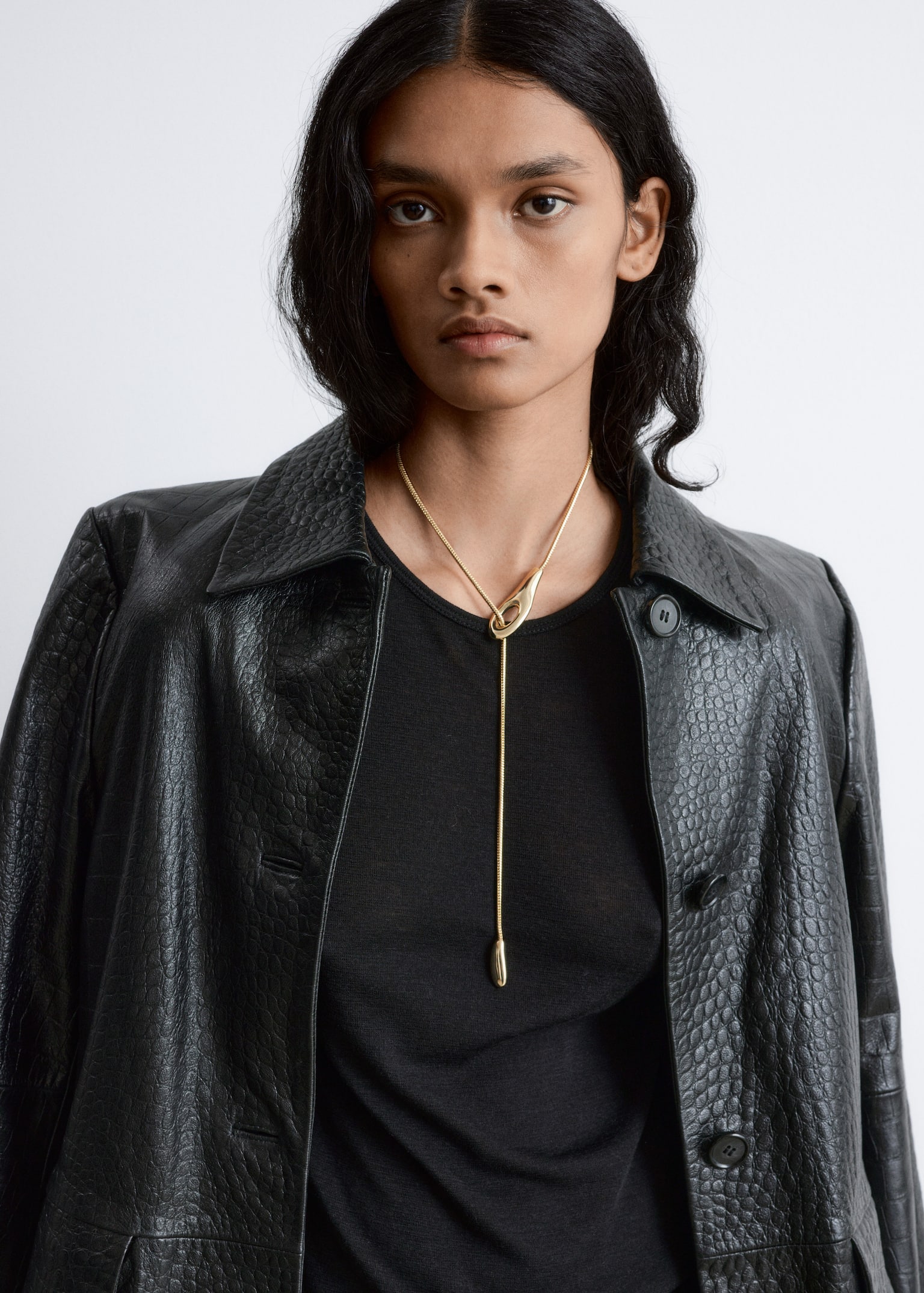 Collier style lasso en chaîne type serpent - Doré