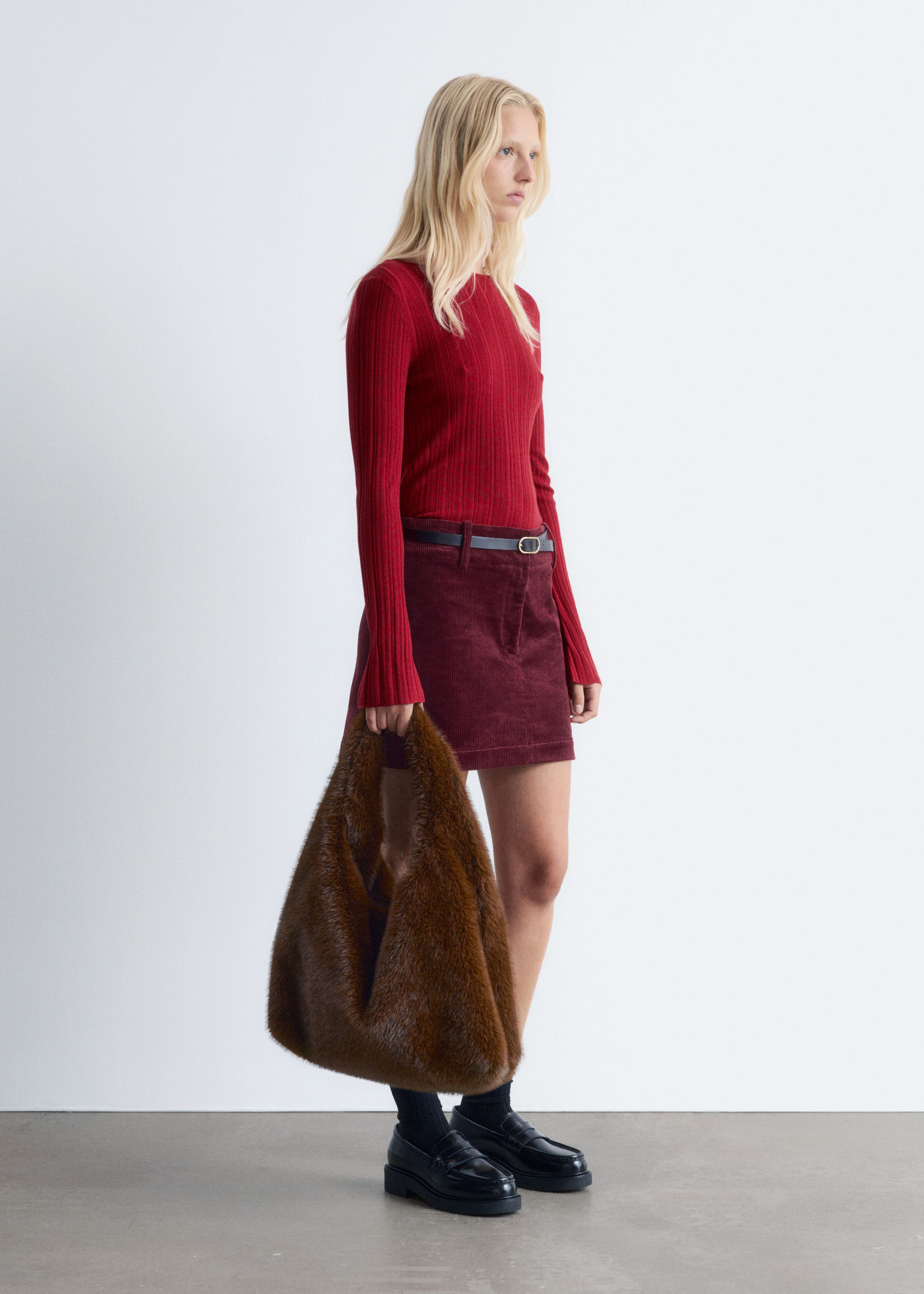 Image of Rib-Knit Wool Boatneck Top