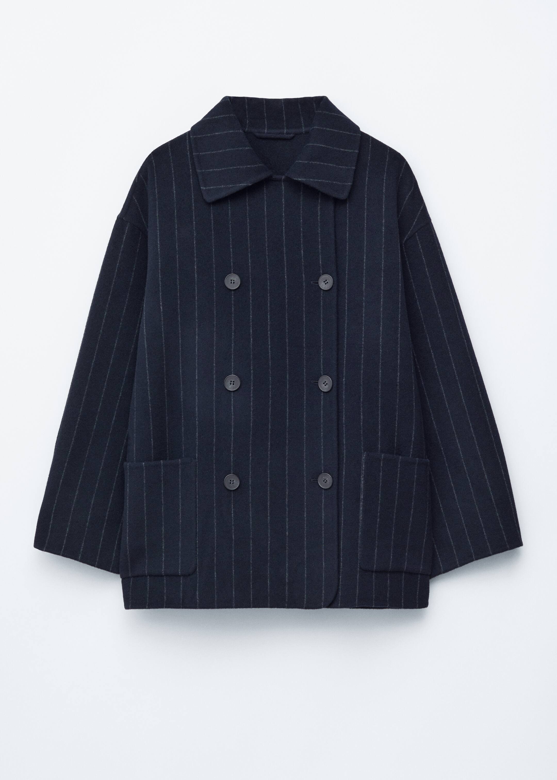View larger image: Cocoon-Shaped Wool Jacket - Navy Blue Pinstripes - Ladies | H&M GB 7