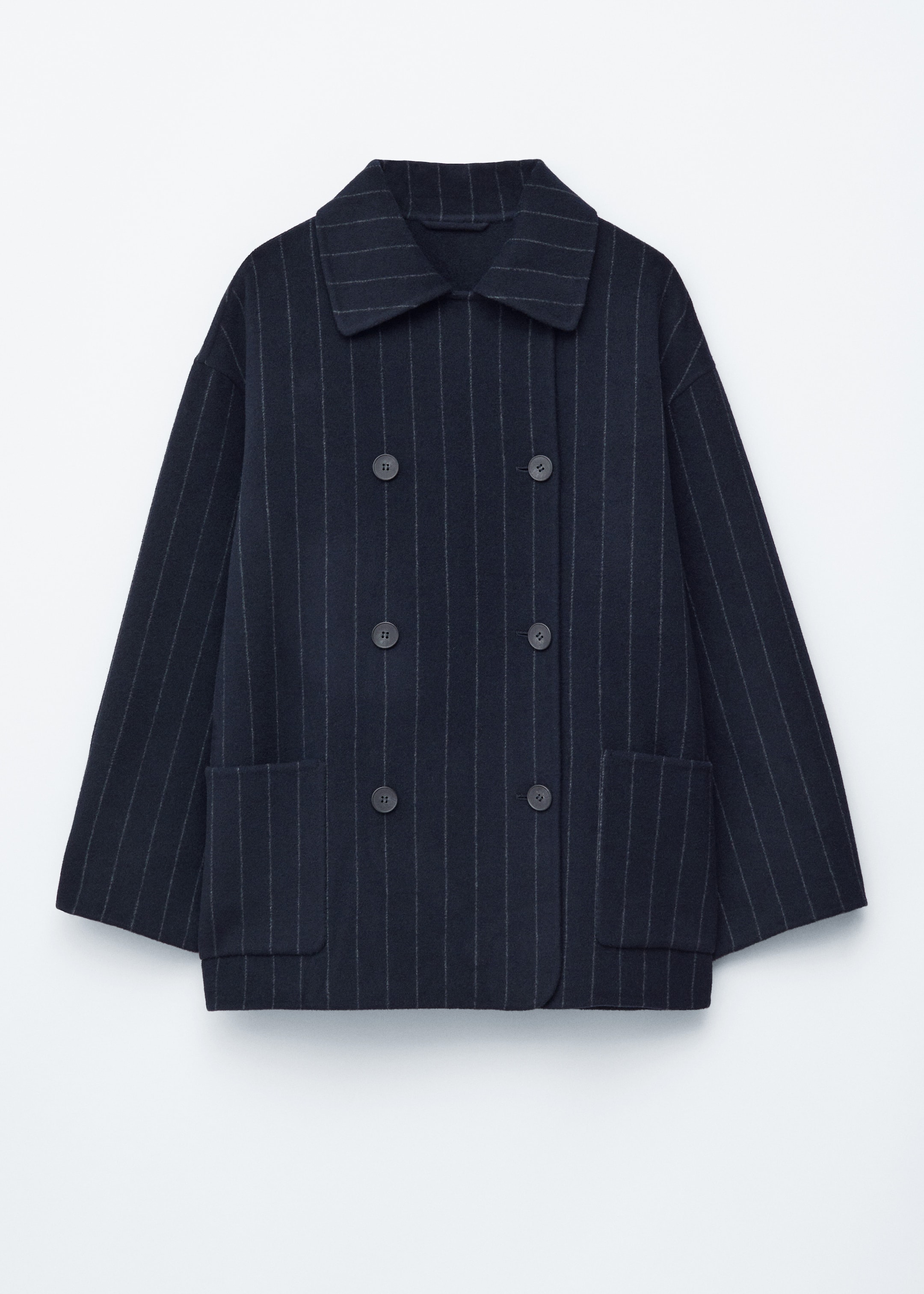 Visualizza immagine più grande: Giacca in lana cocoon - Blu navy con motivo gessato - DONNA | H&M IT 7