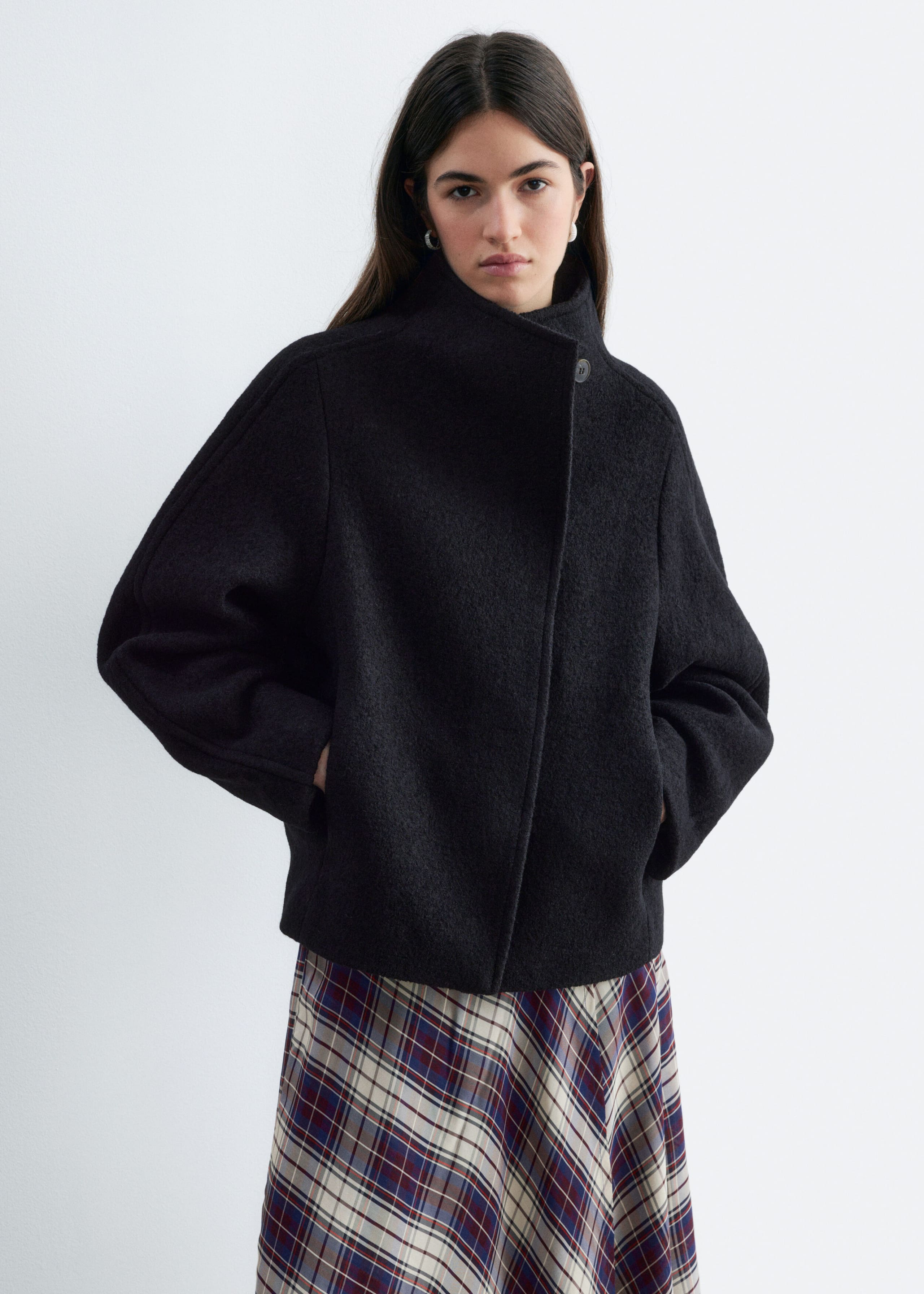 Asymmetric Wool Jacket - Black - Lookbook