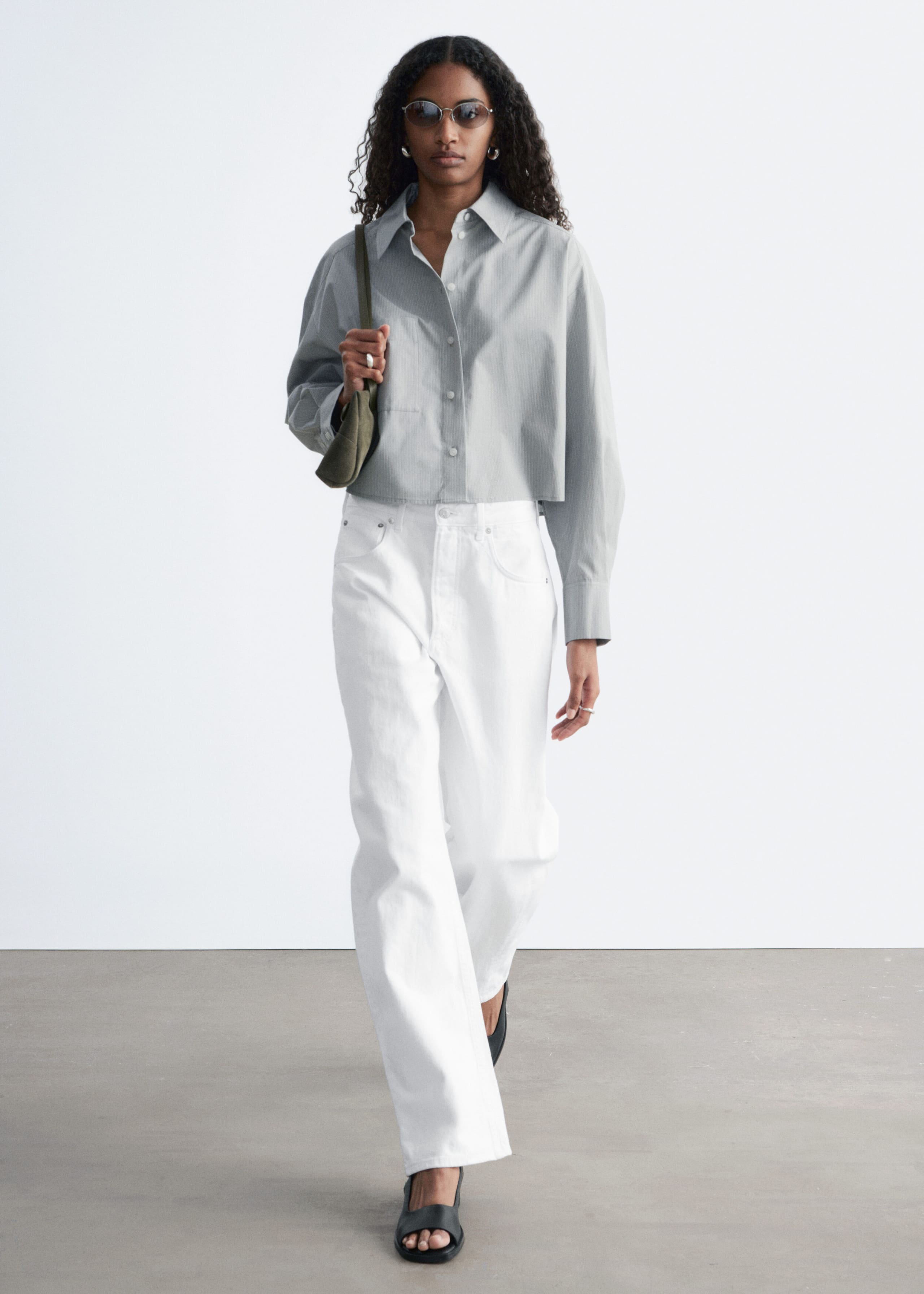 Image of Camicia cropped in cotone oversize