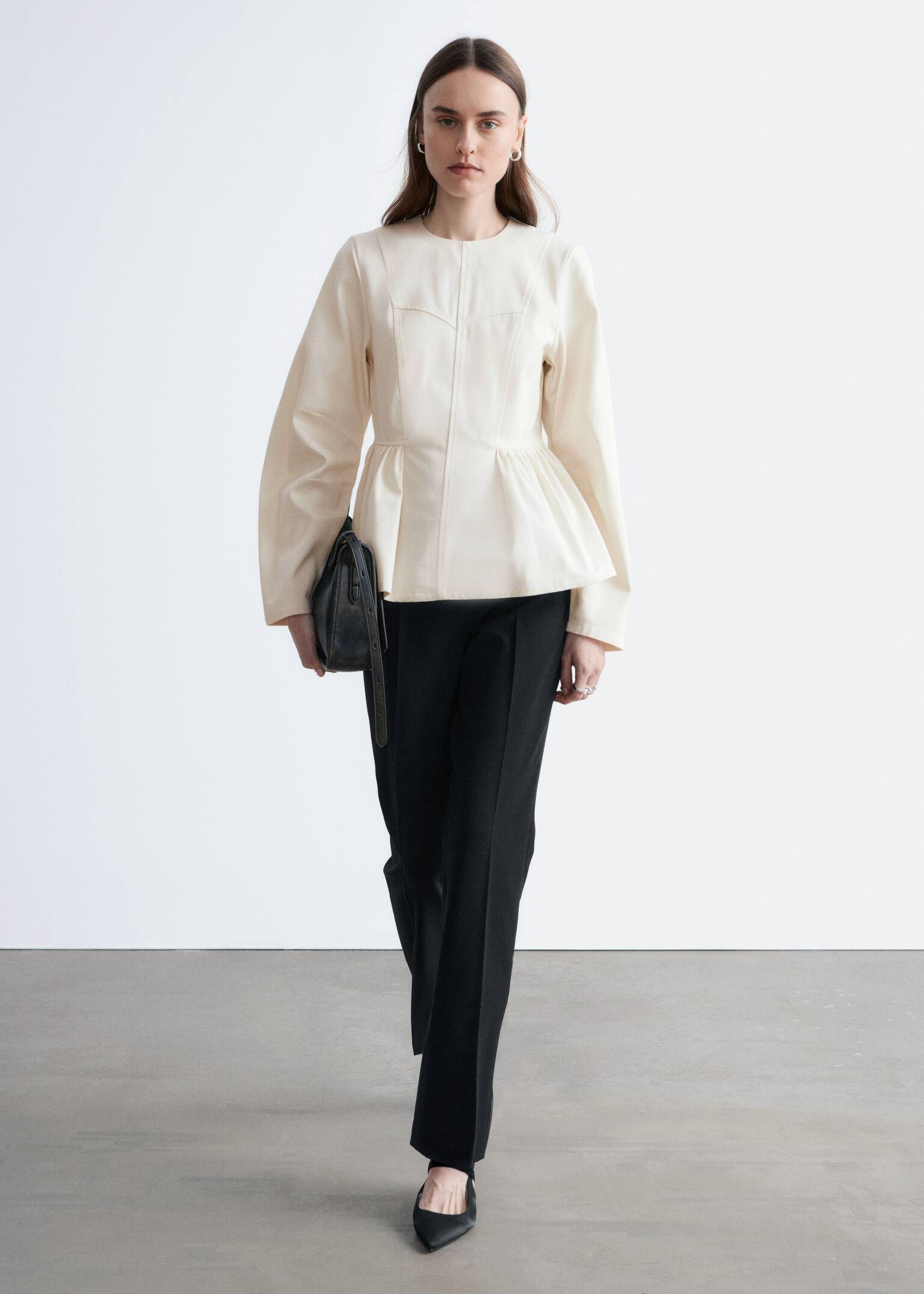 Skräddade byxor med pressveck - Svart/Gråbeige/melerad - 3