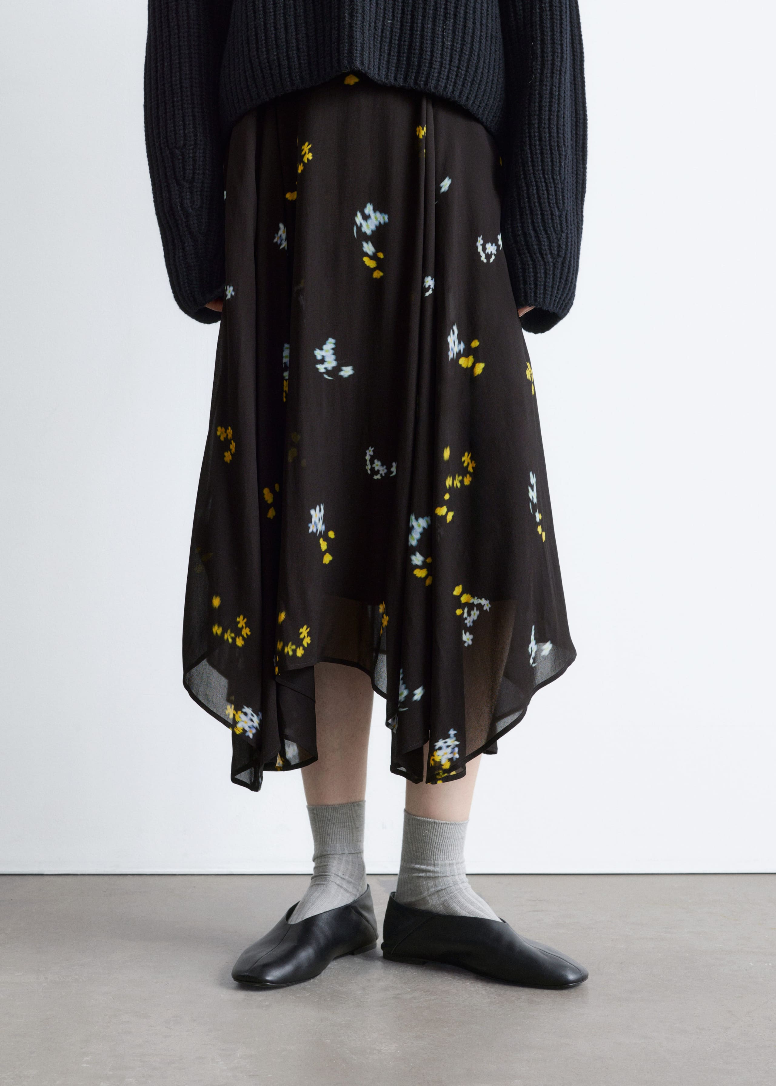 Image of Asymmetric Midi Skirt