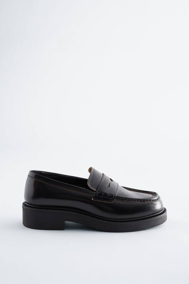 Mocassins en cuir épais - Noir/Marron Clair/Marron Clair - 1