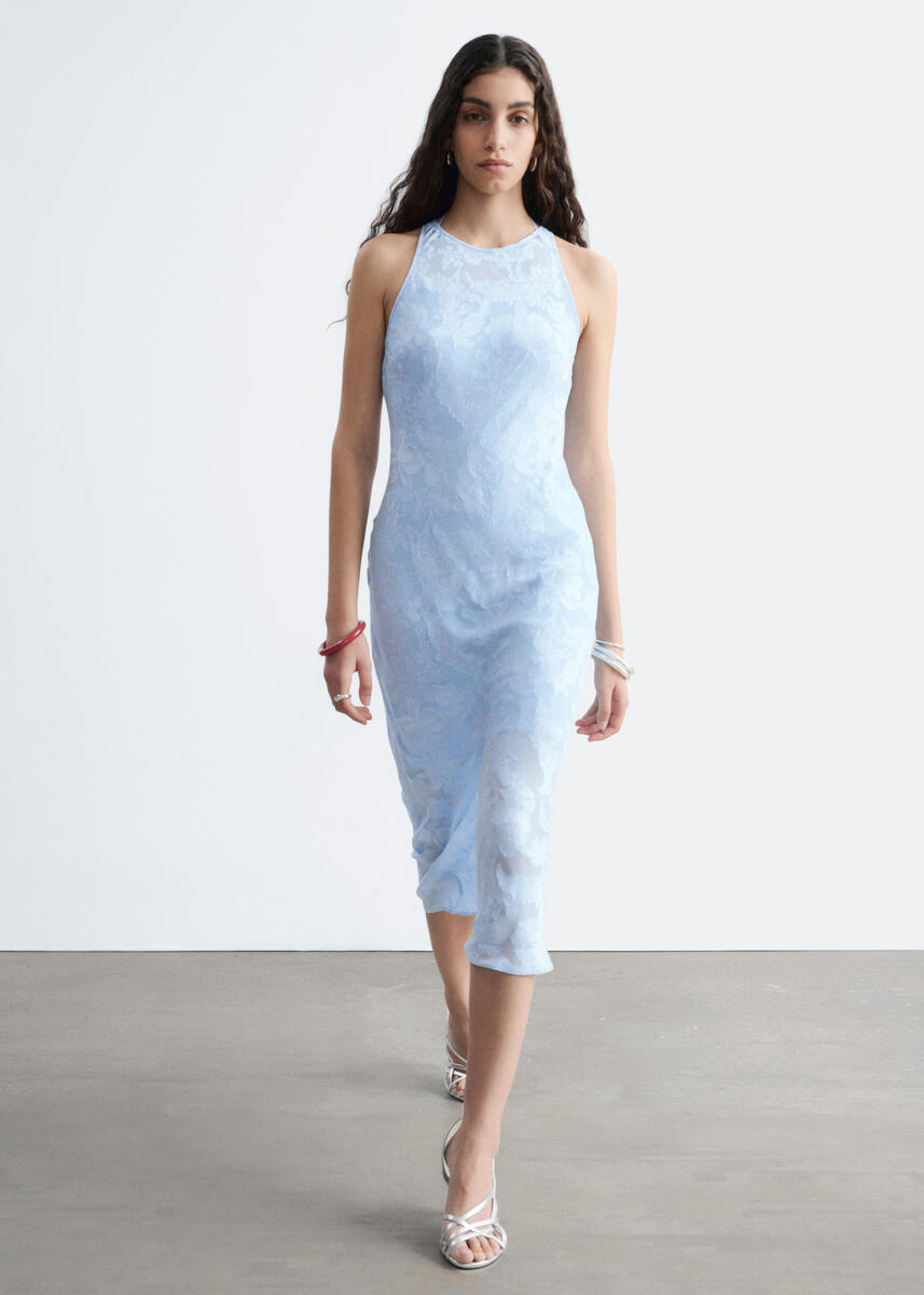 & Other Stories Robe Midi En Soie Et Viscose Bleu Femme Taille 40