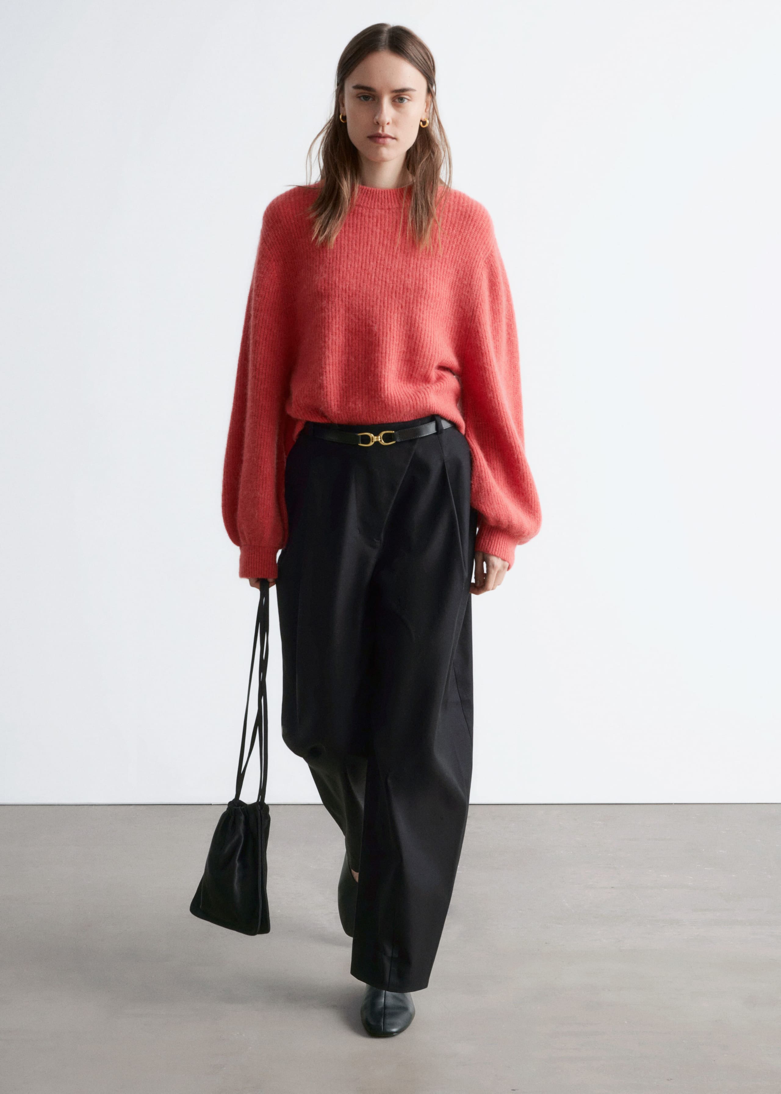 Image of Alpaca-Blend Balloon-Sleeve Jumper